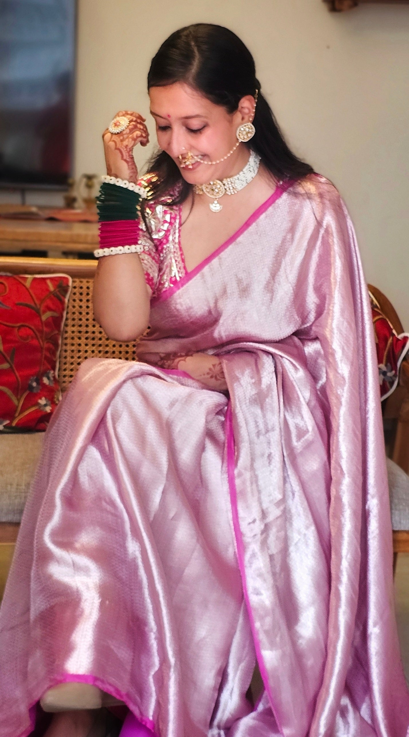 Pink Silk tissue brocade
