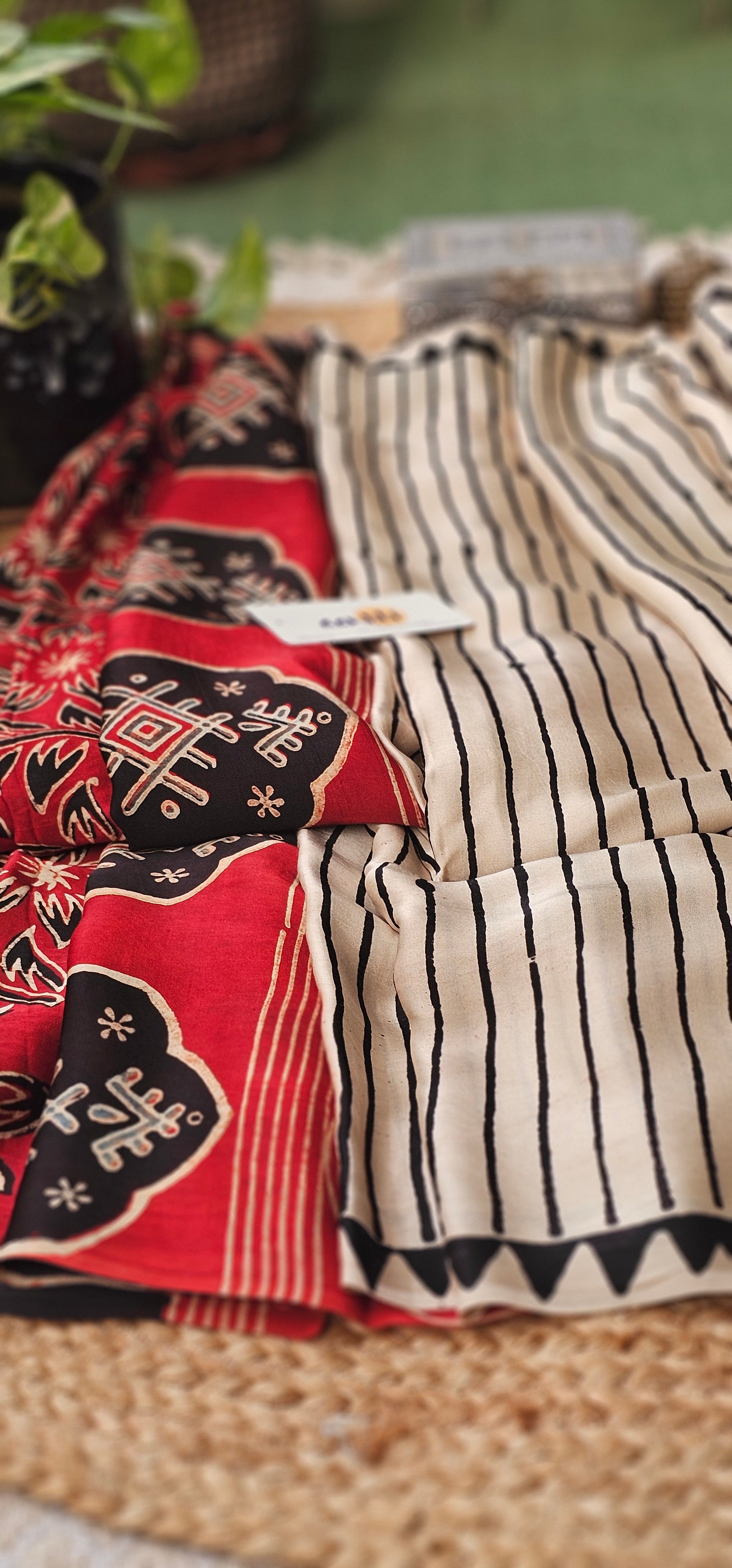 White and Black stripes Modal Silk Saree
