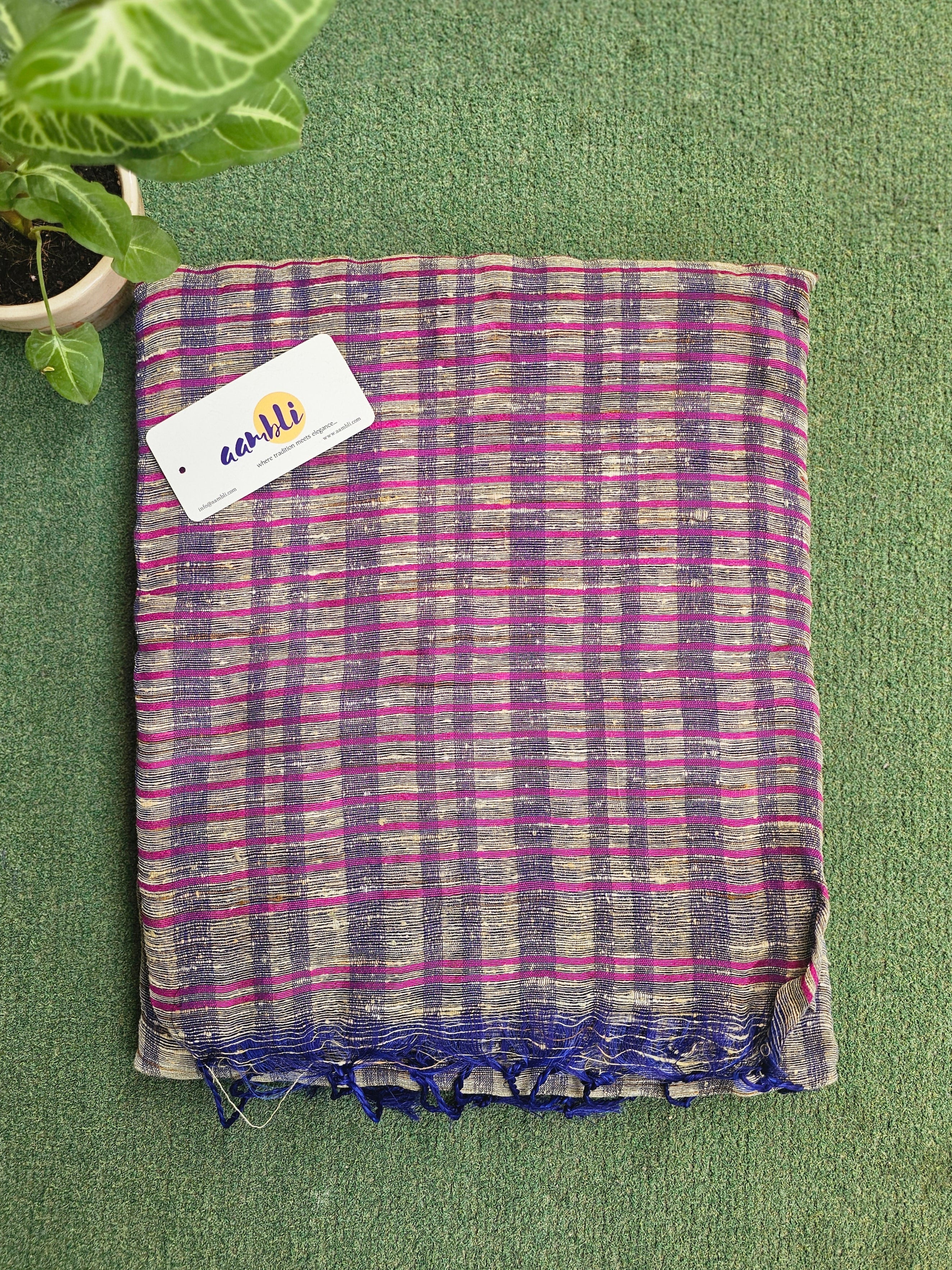 Purple Handloom Ghicha Saree