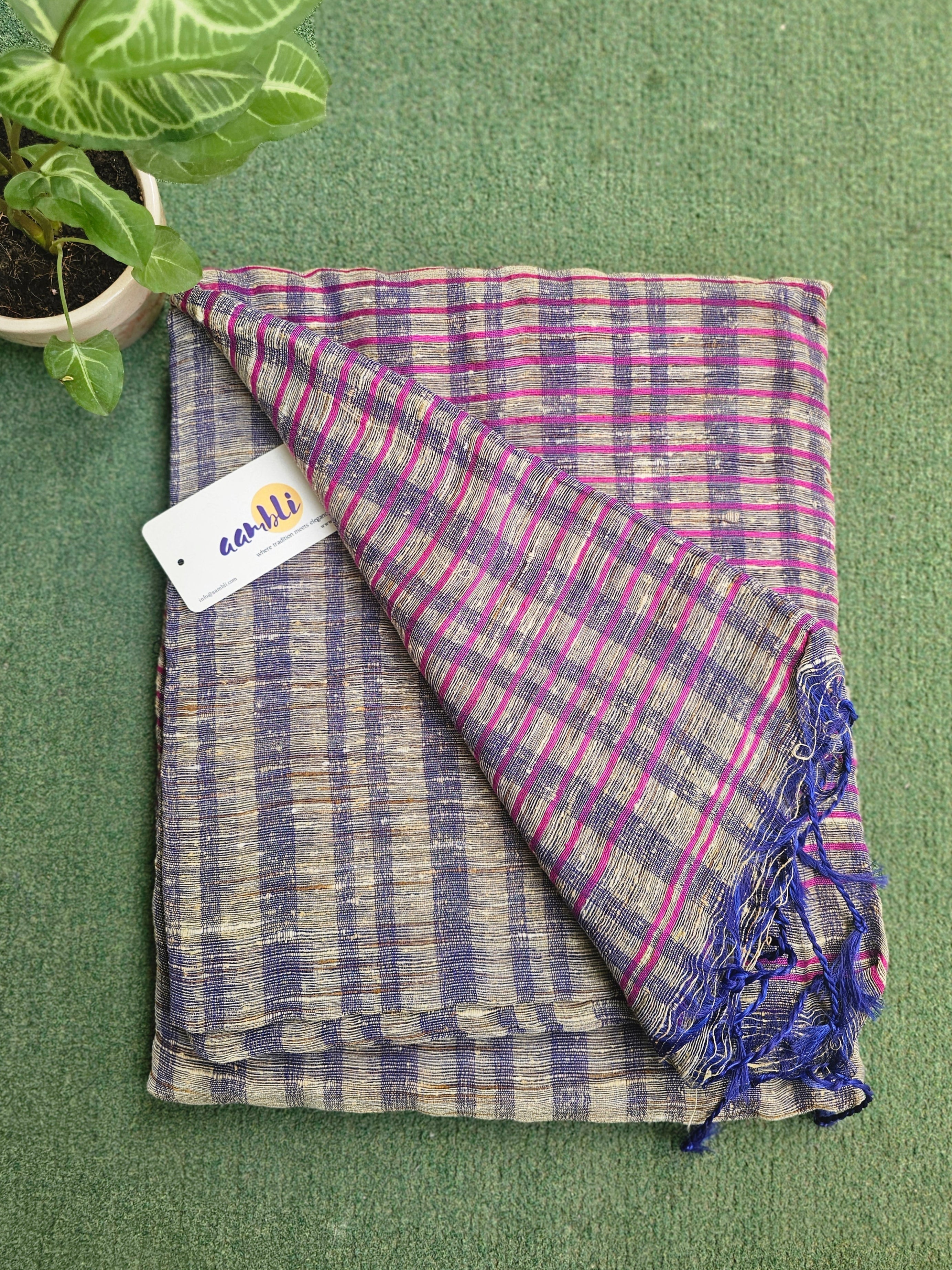 Purple Handloom Ghicha Saree