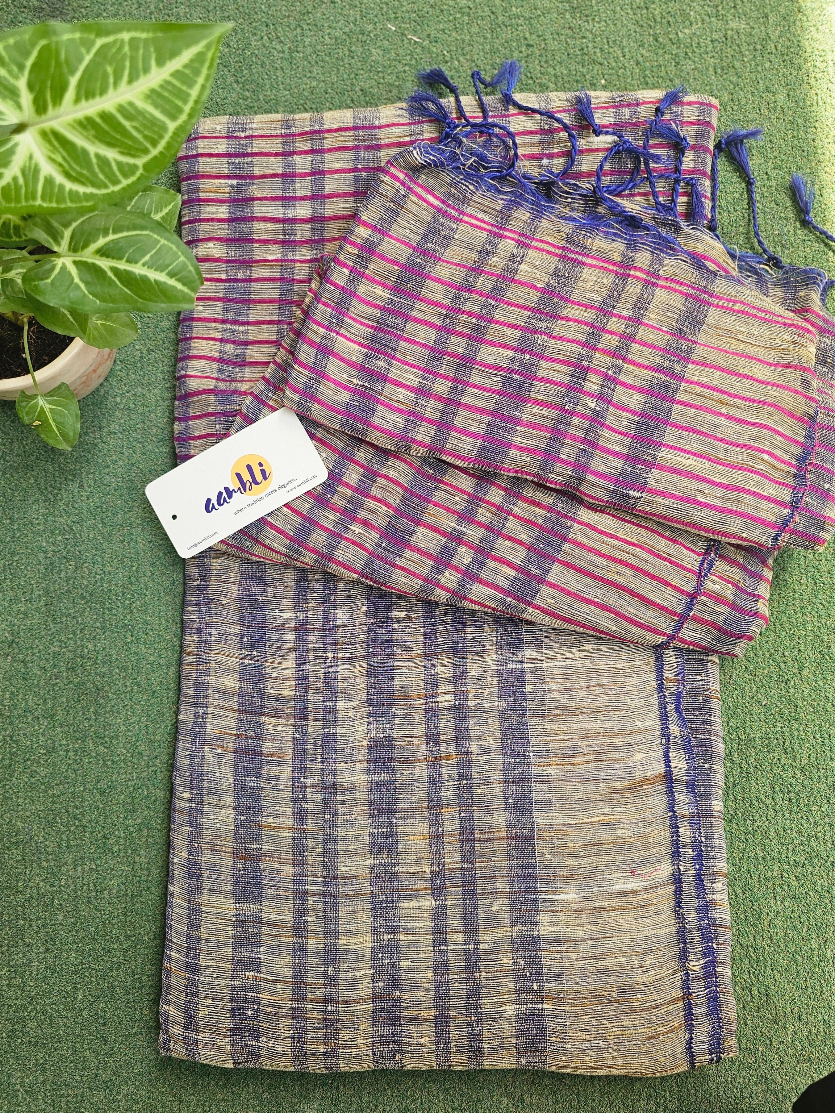 Purple Handloom Ghicha Saree