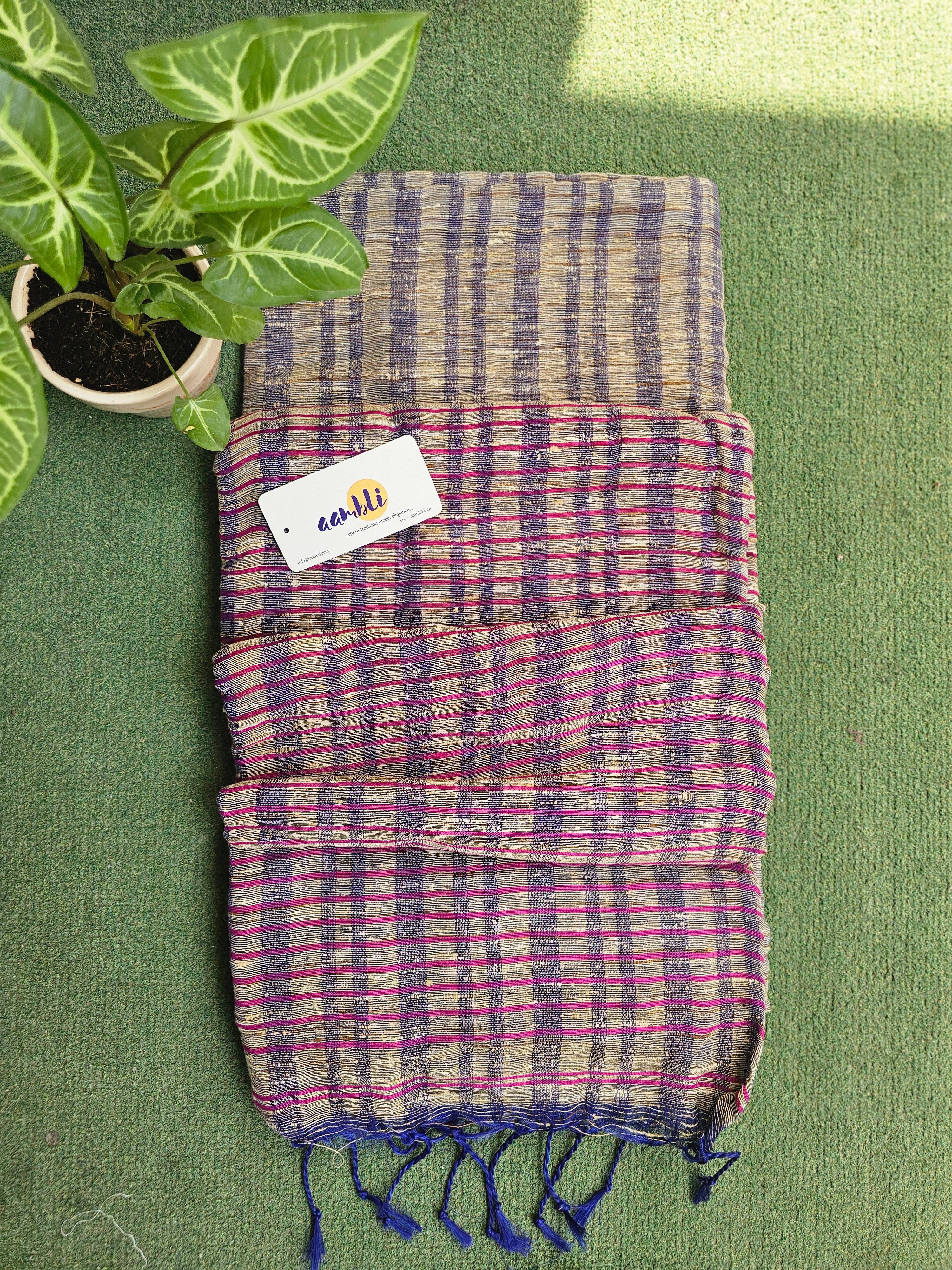 Purple Handloom Ghicha Saree