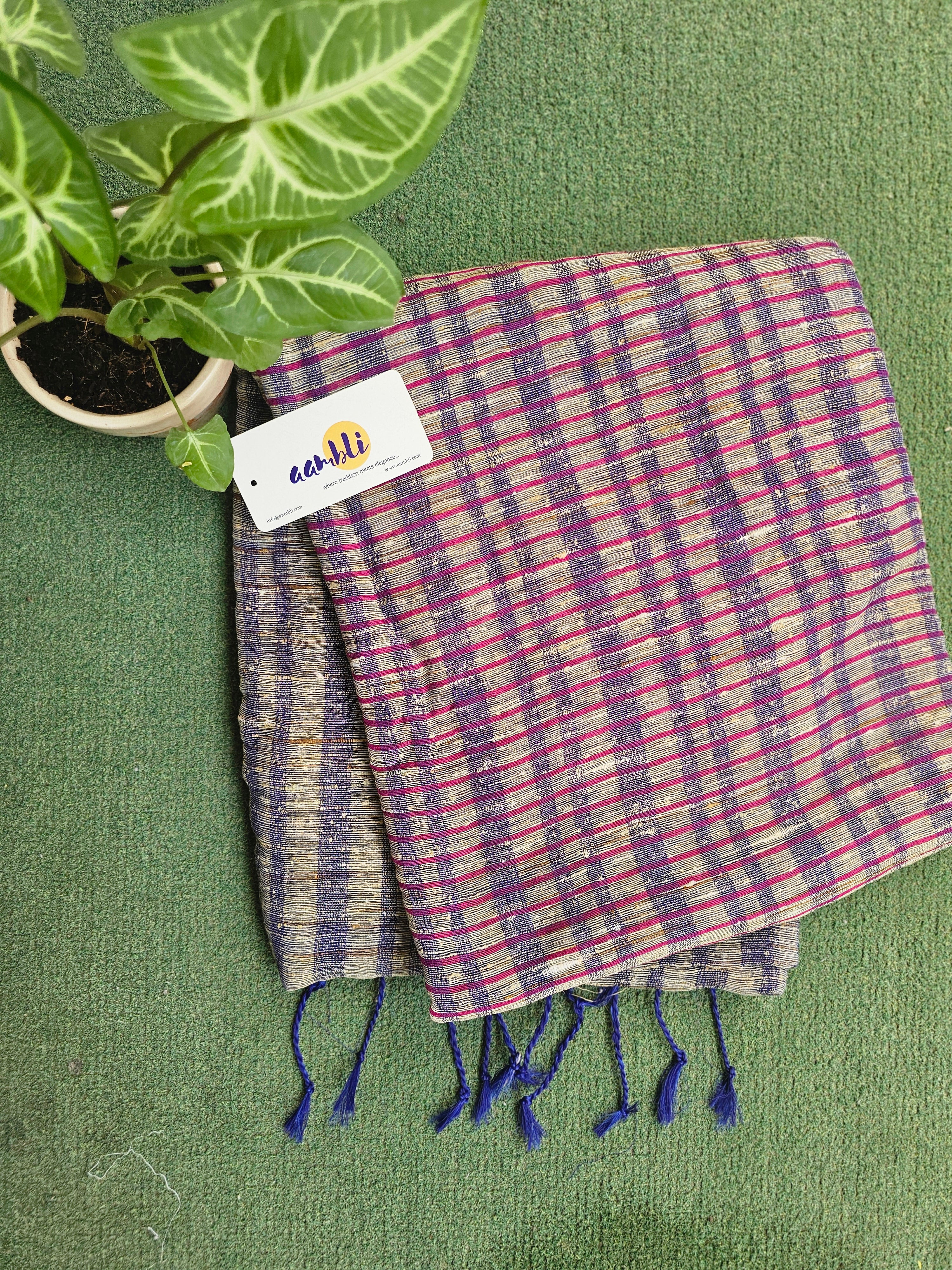 Purple Handloom Ghicha Saree