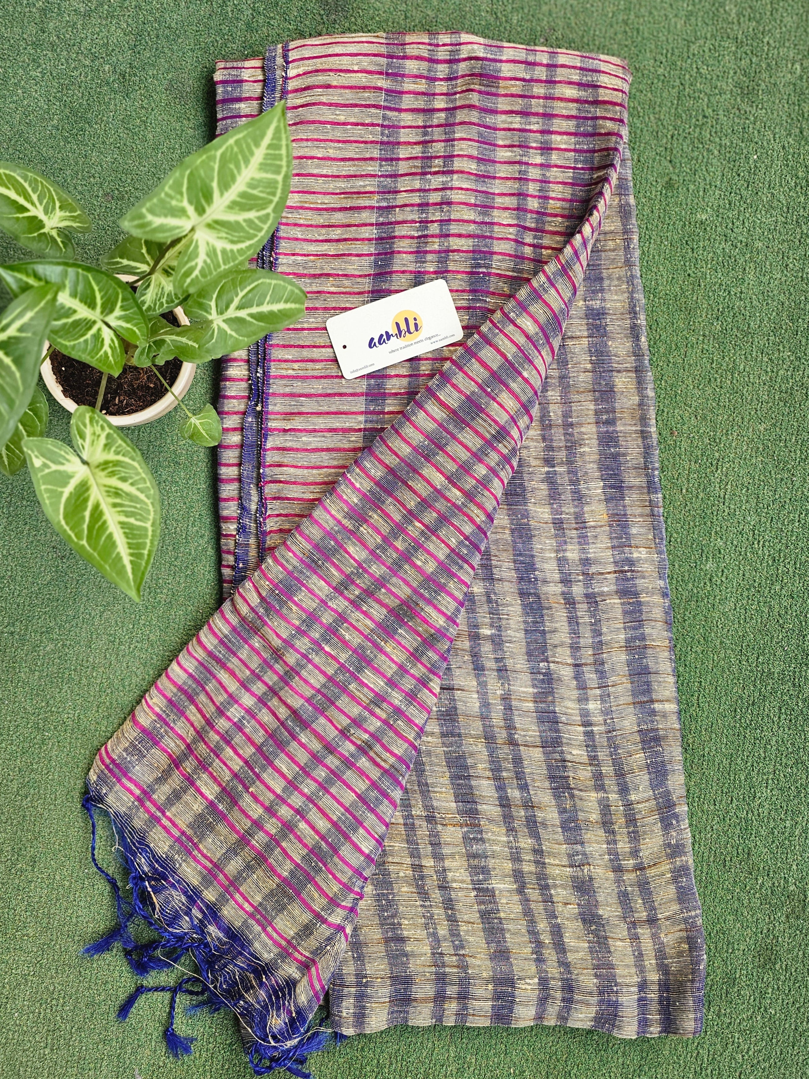 Purple Handloom Ghicha Saree