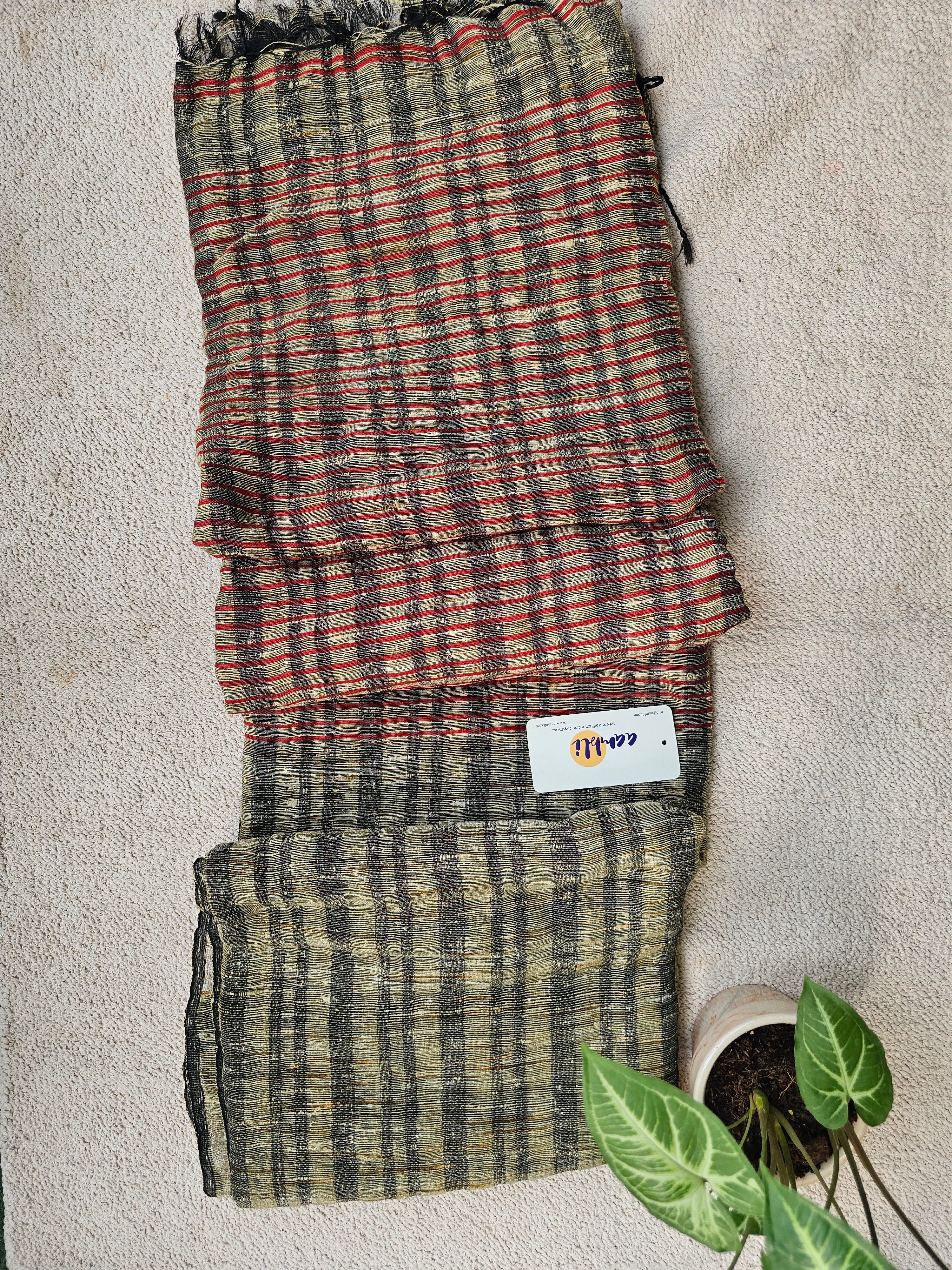 Red Handloom Ghicha Saree