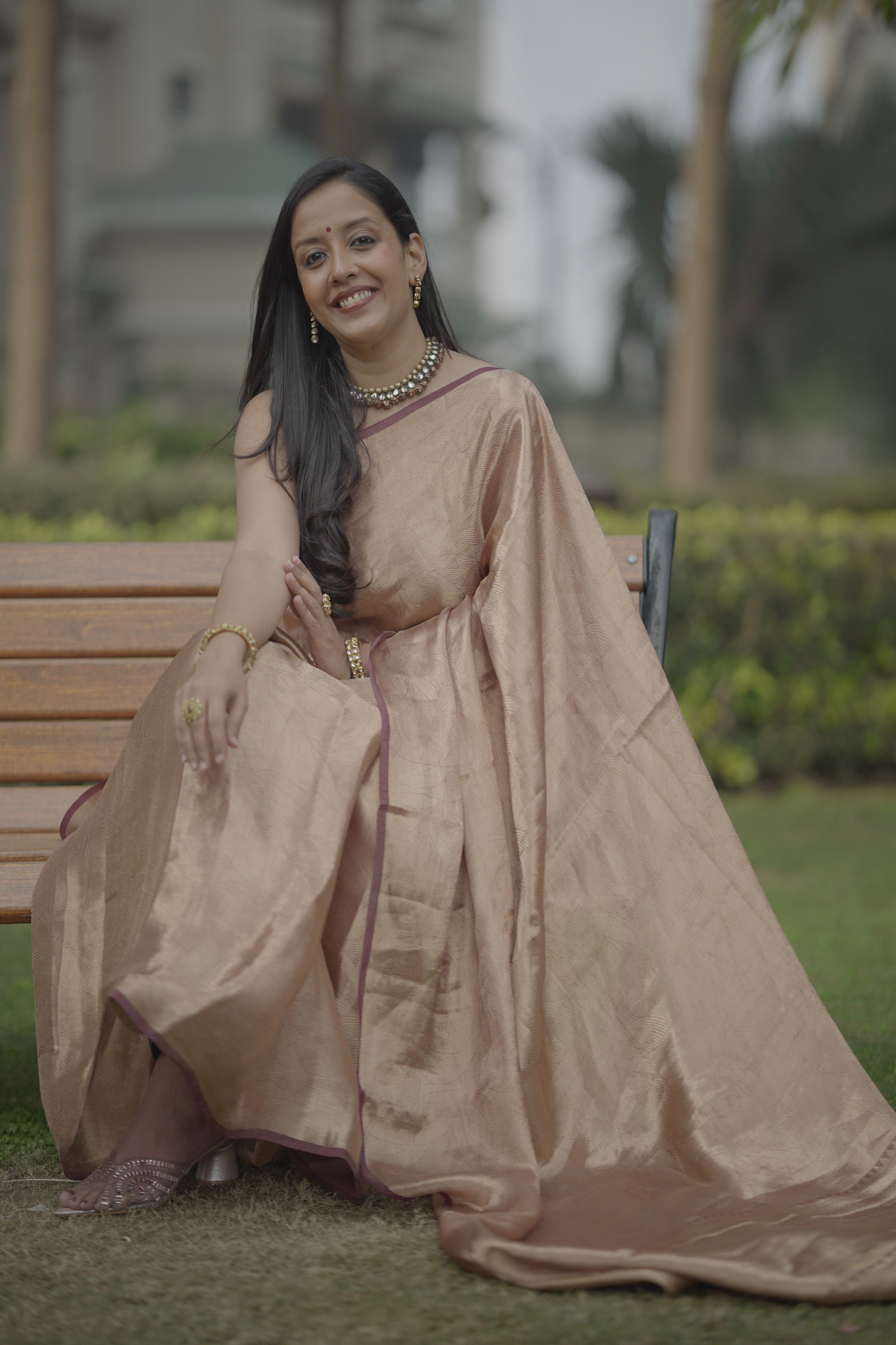 Coffee Gold Silk Brocade saree