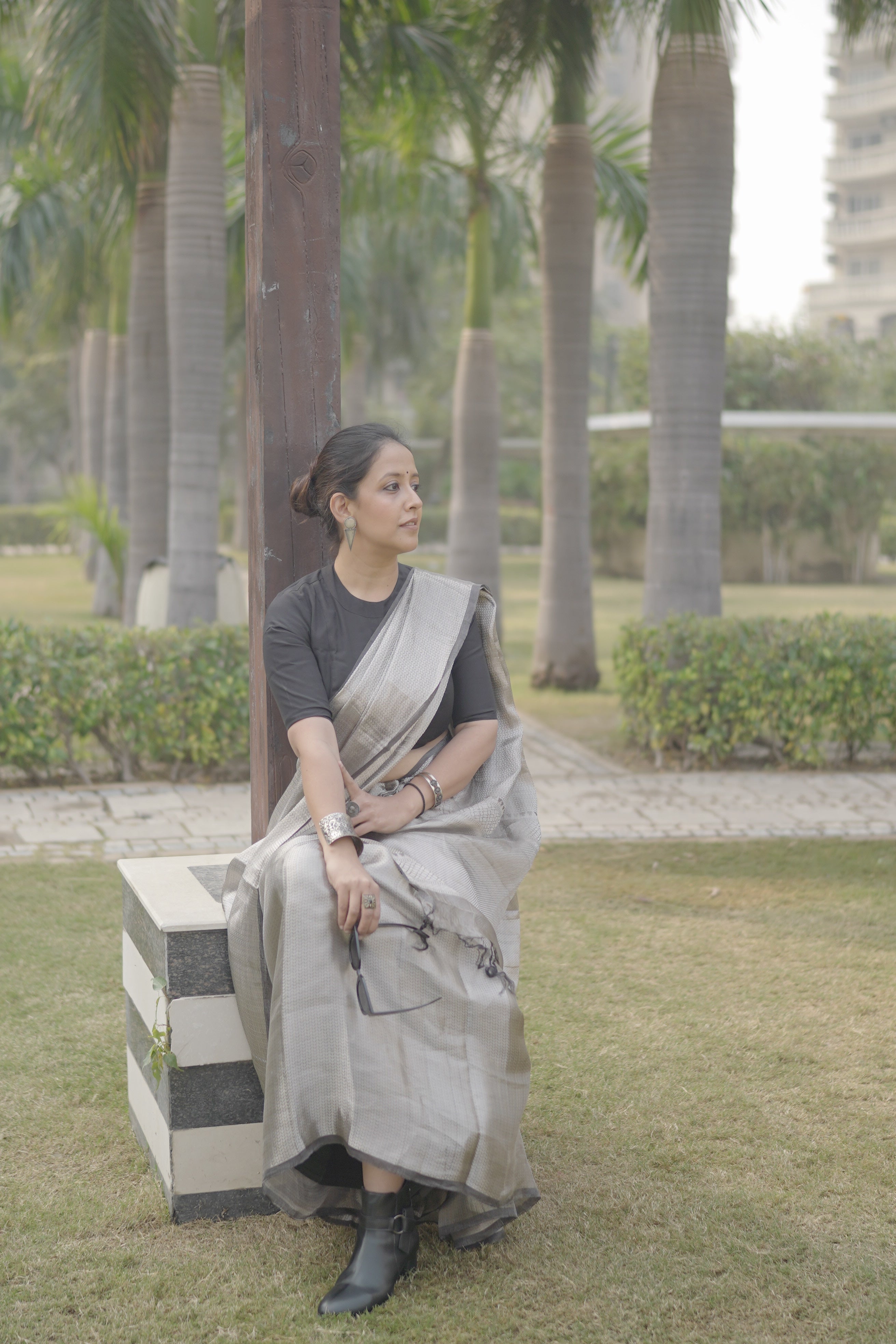 Silver silk Tissue brocade