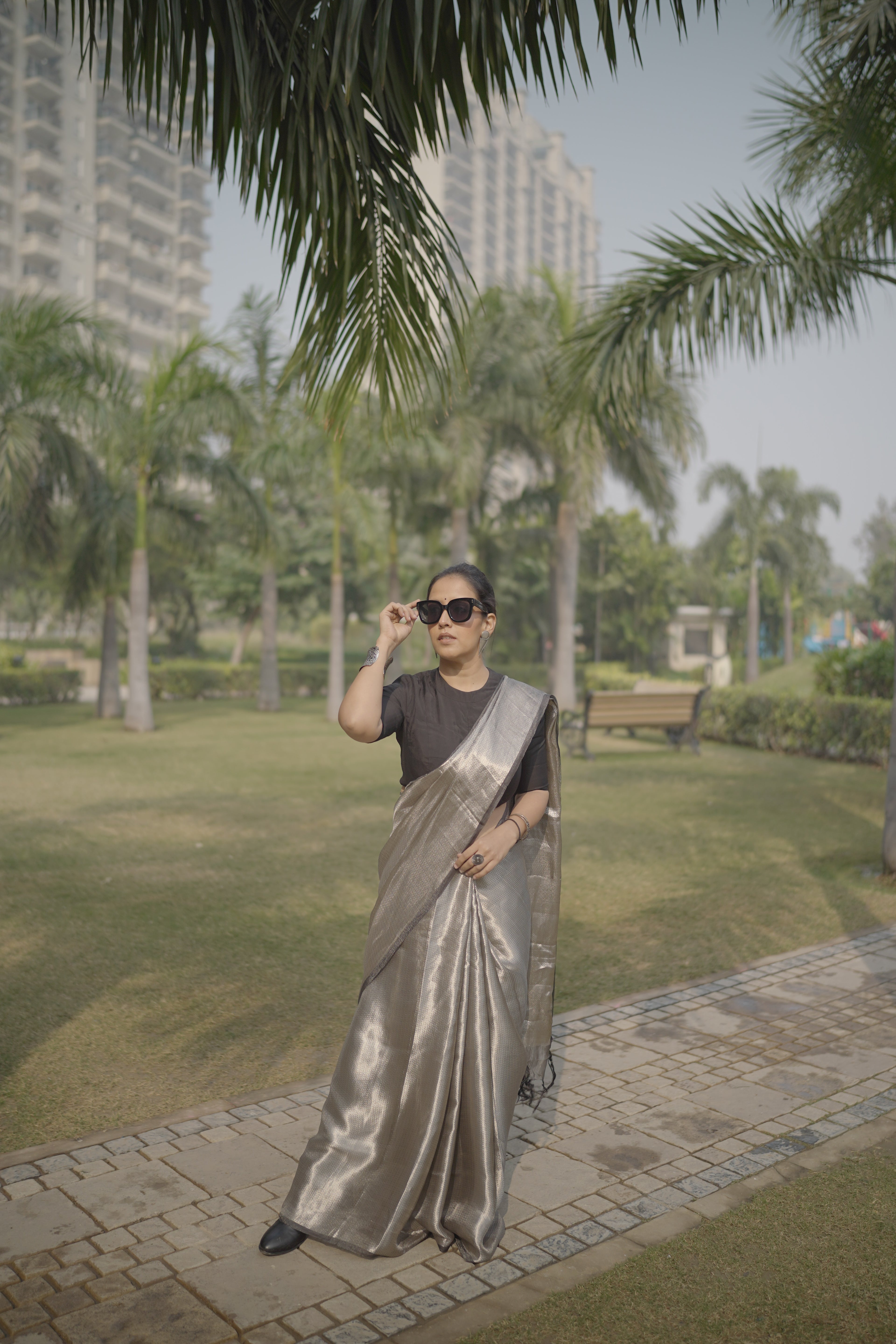 Silver silk Tissue brocade