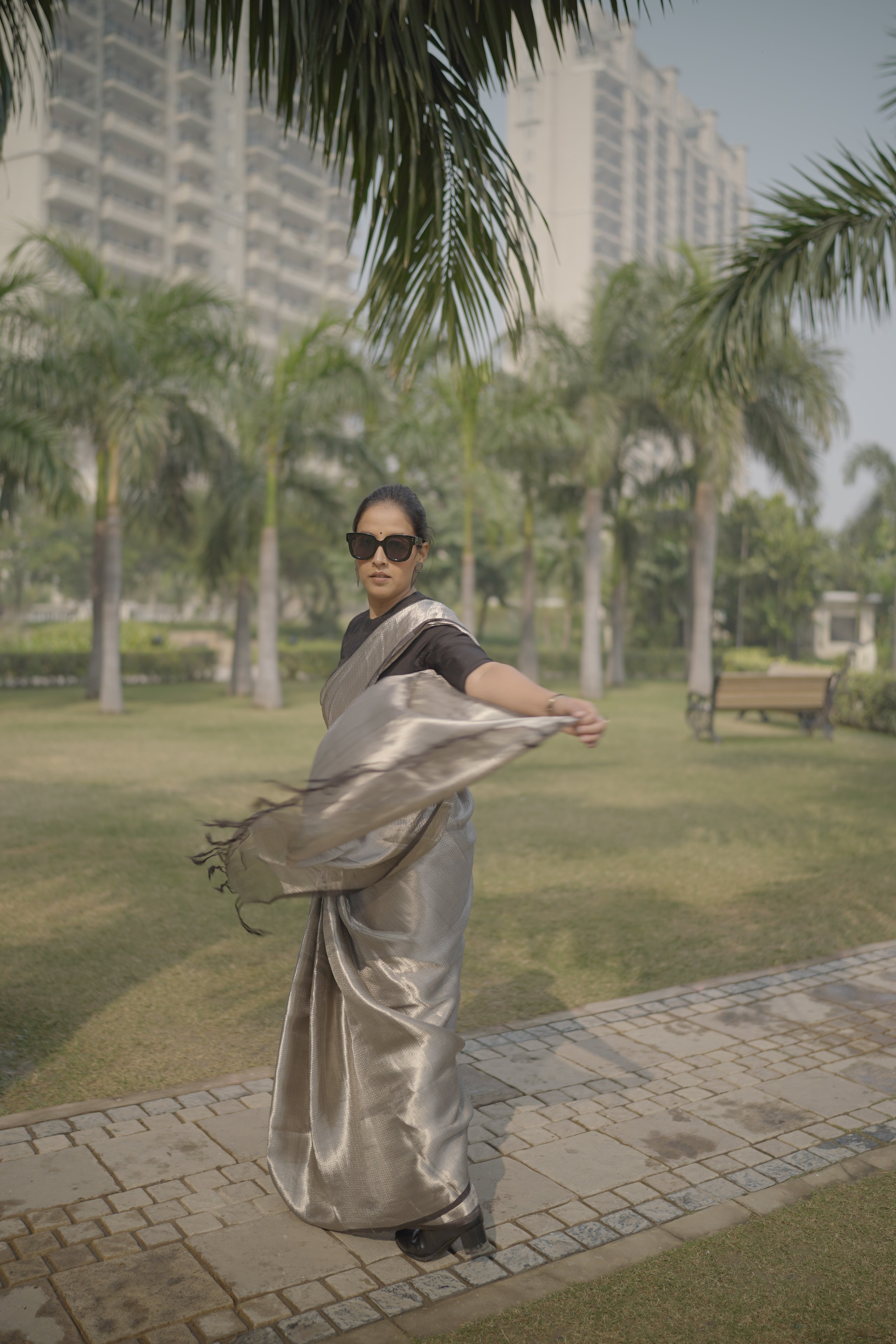 Silver silk Tissue brocade