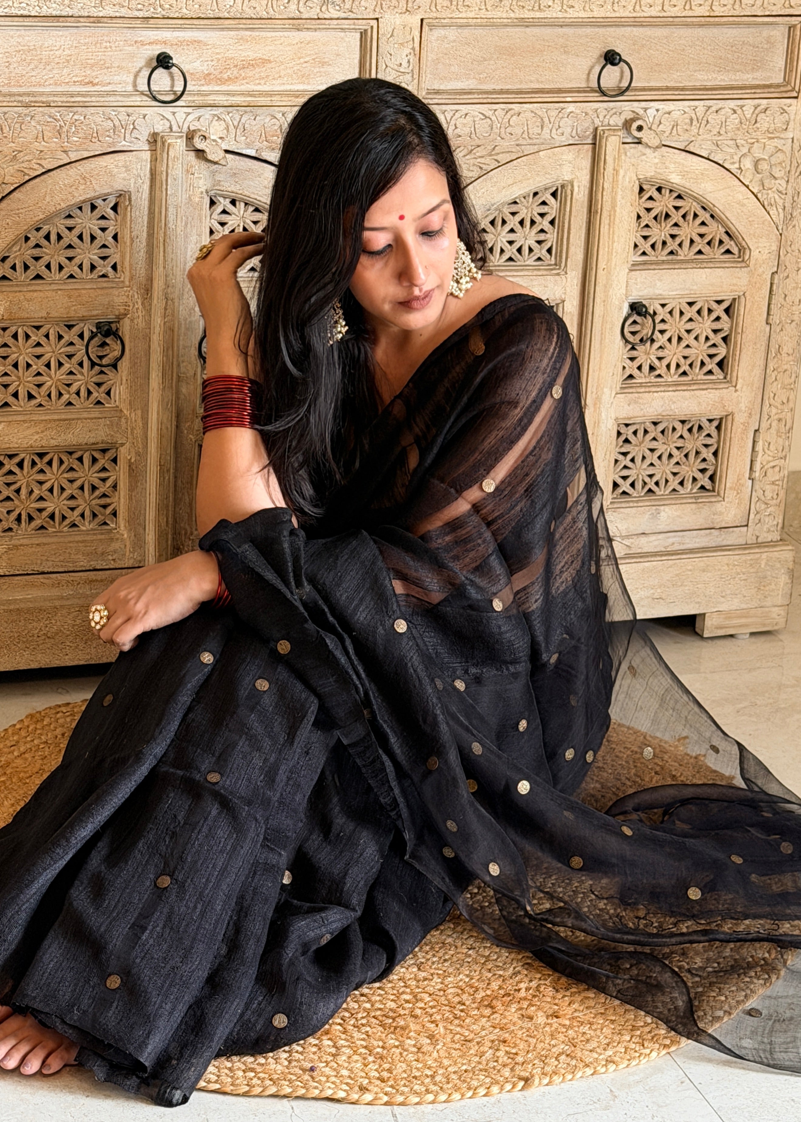 Black Matka Silk Saree