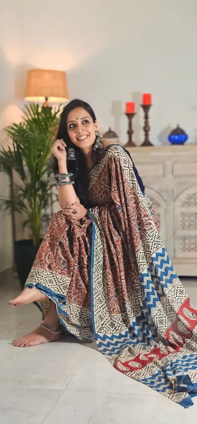 Kalamkari Mul Cotton Saree