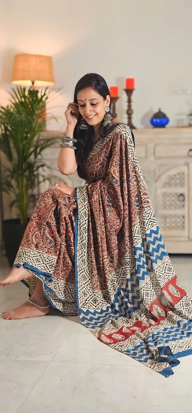 Kalamkari Mul Cotton Saree