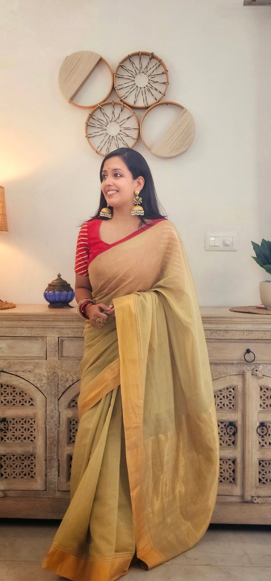 Green half tissue soft silk saree