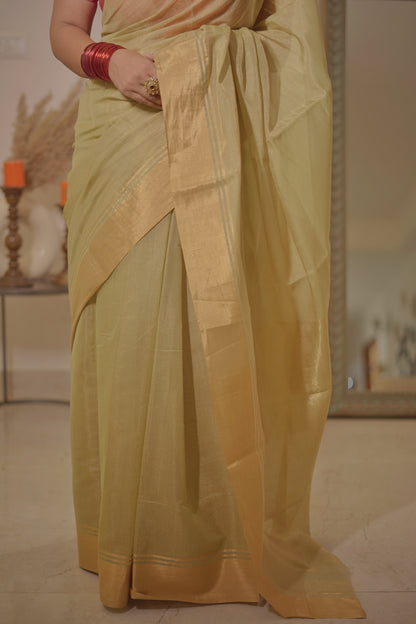 Green half tissue soft silk saree