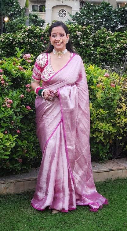 Pink Silk tissue brocade