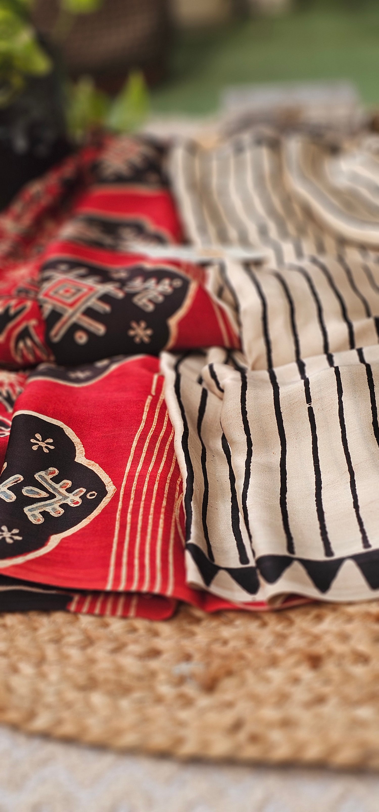 White and Black stripes Modal Silk Saree