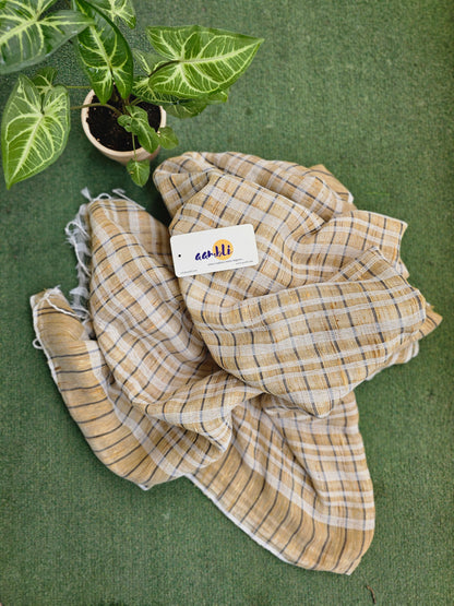 Beige stripes Handloom Ghicha saree