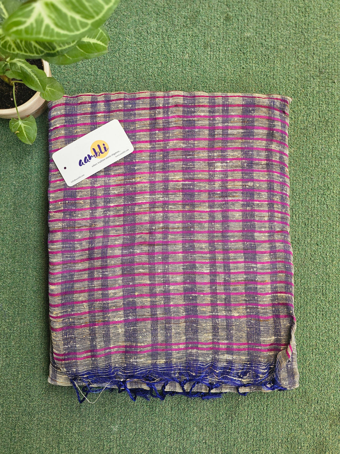 Purple Handloom Ghicha Saree