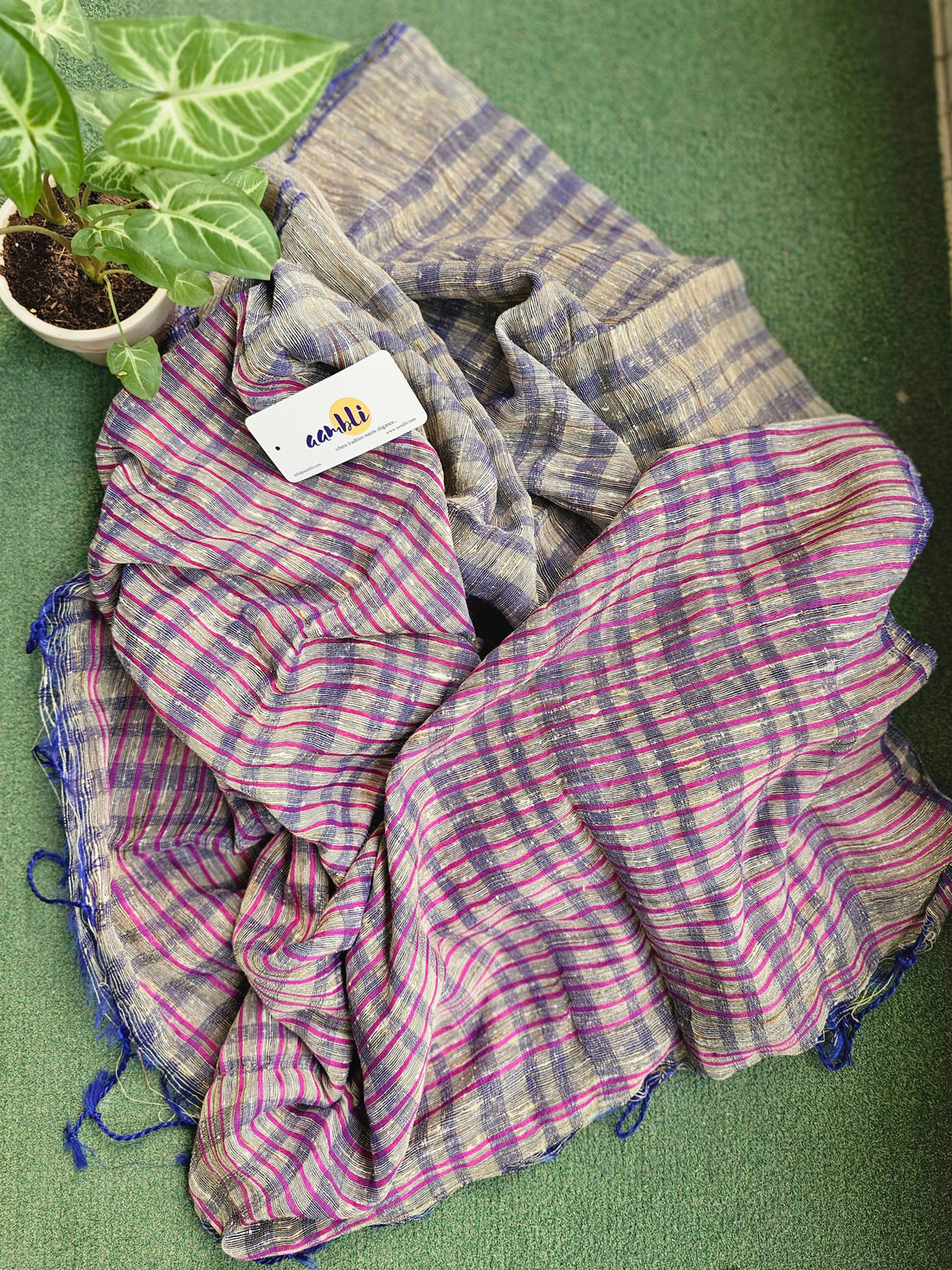 Purple Handloom Ghicha Saree