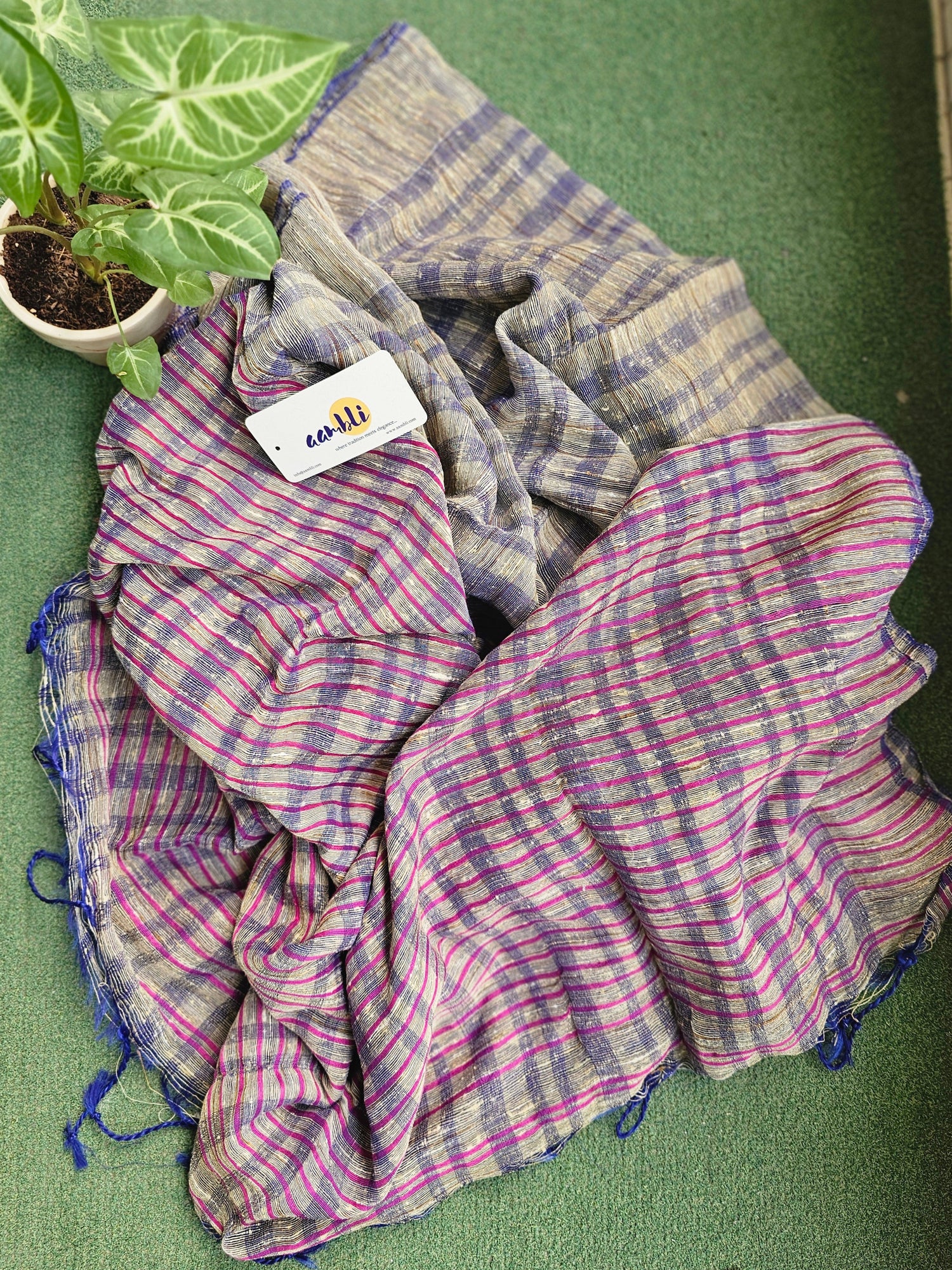 Purple Handloom Ghicha Saree