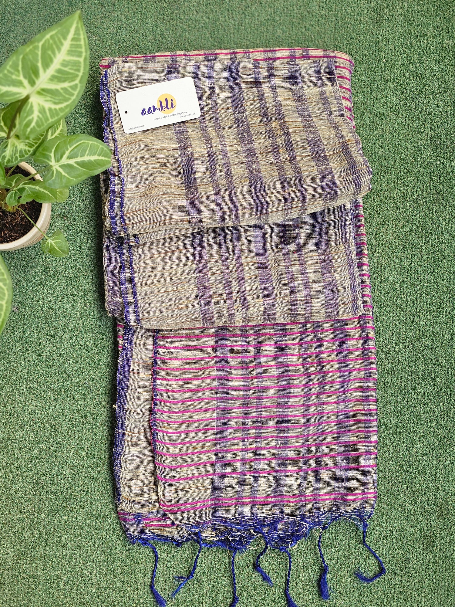 Purple Handloom Ghicha Saree