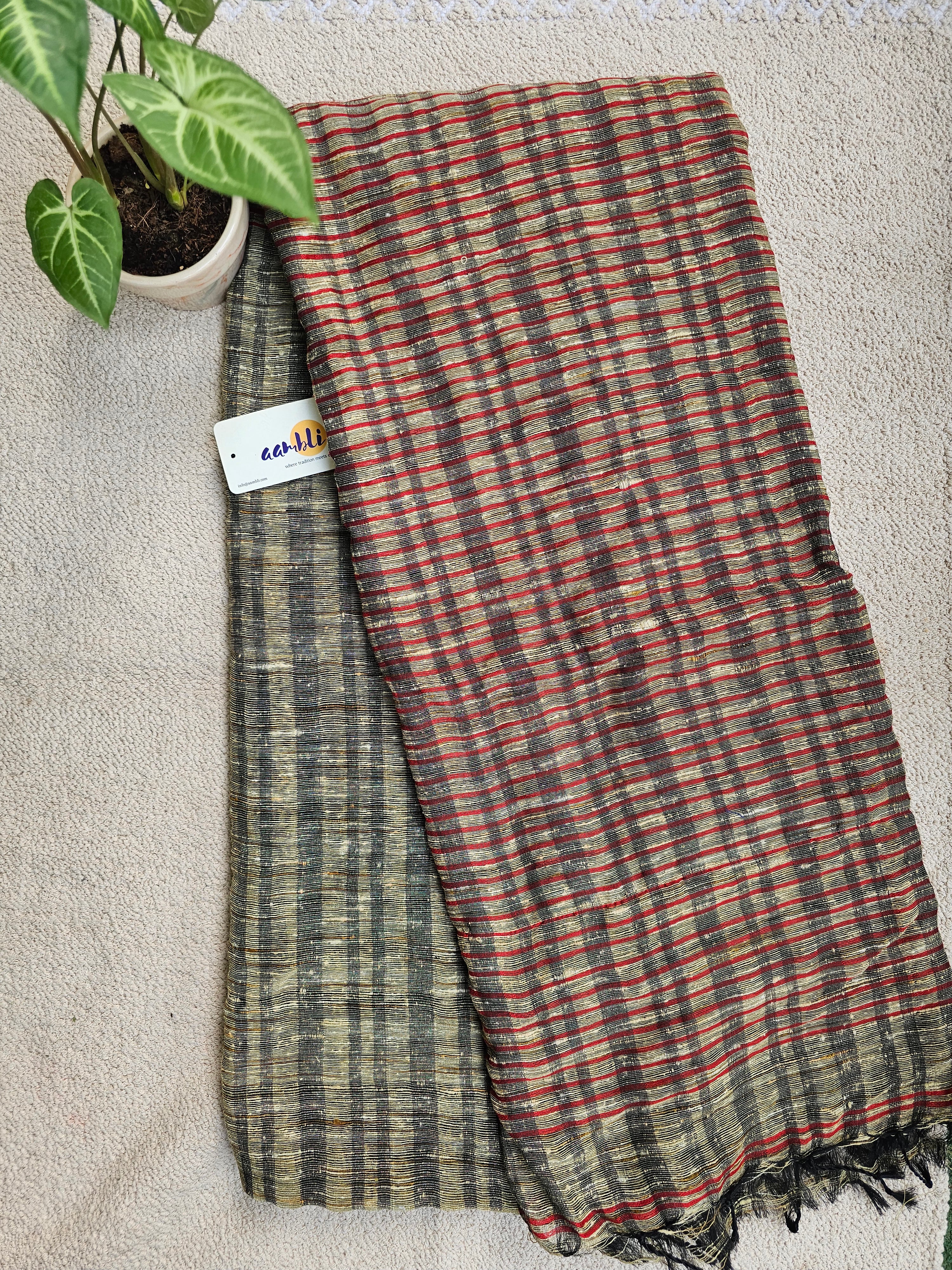 Red Handloom Ghicha Saree
