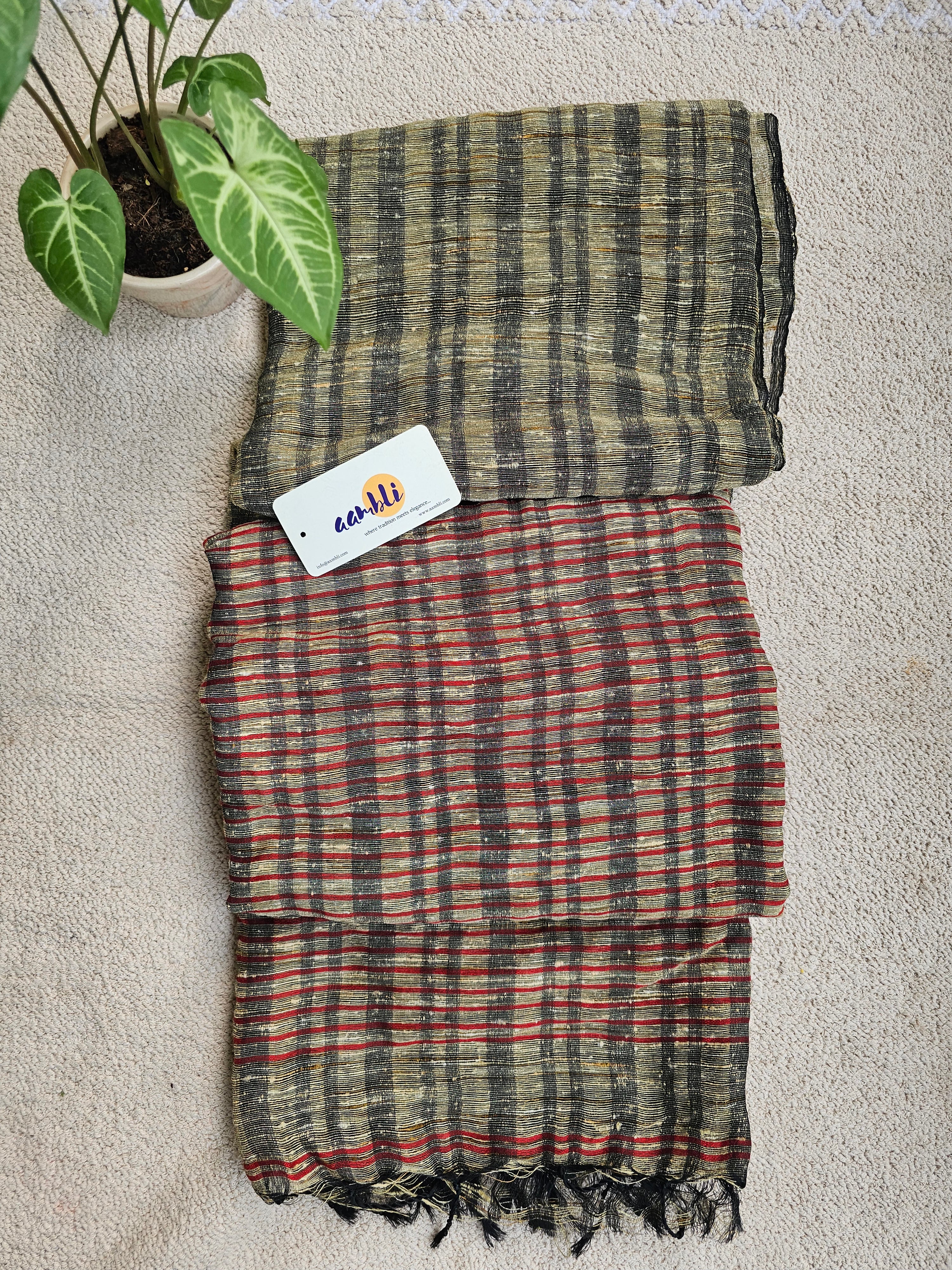 Red Handloom Ghicha Saree
