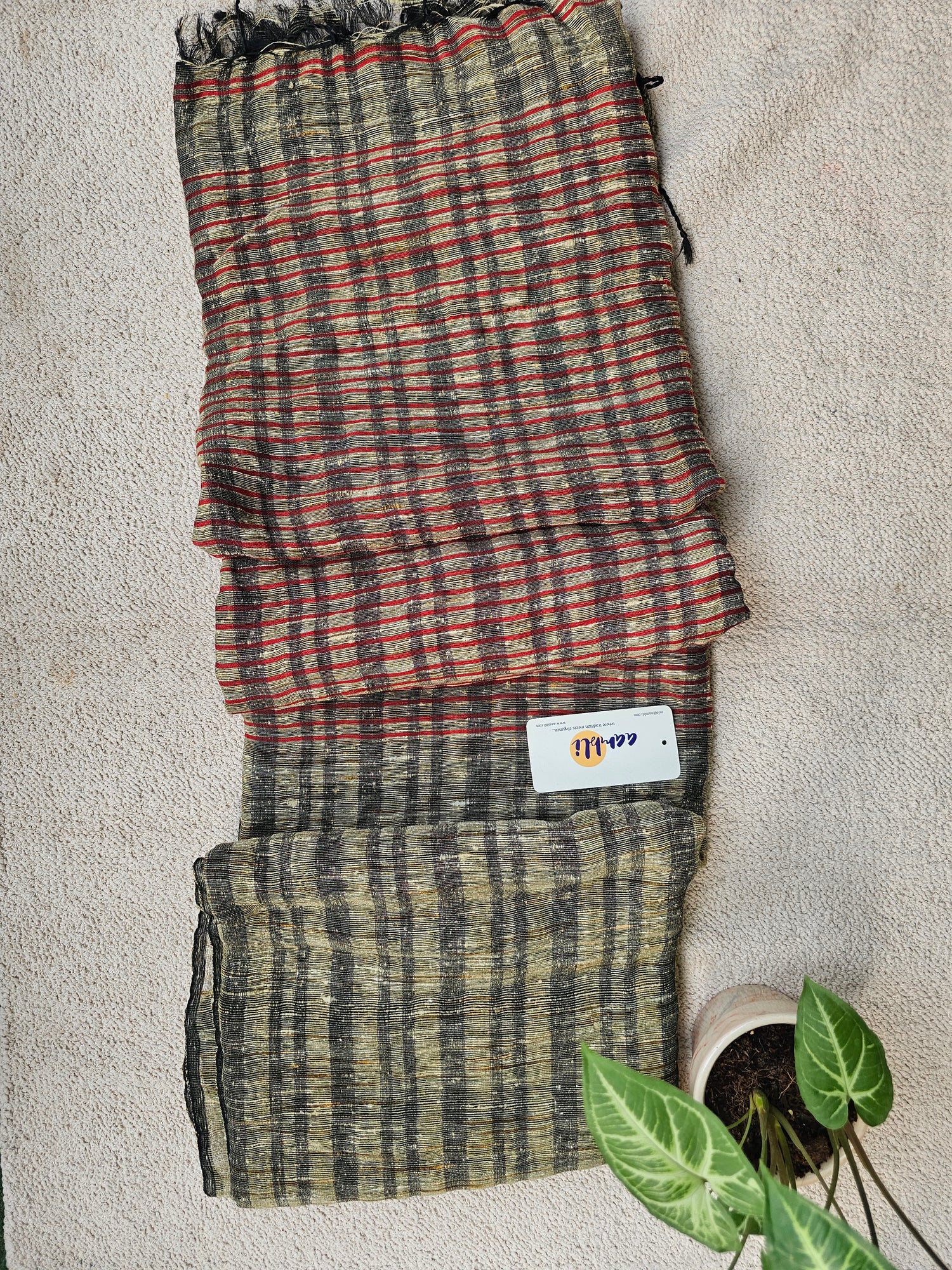 Red Handloom Ghicha Saree