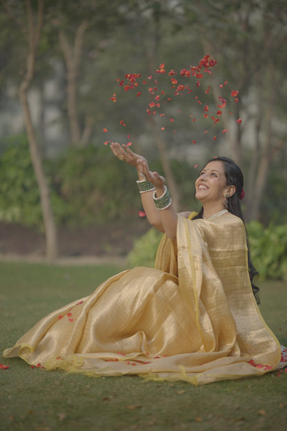 Yellow Silk tissue brocade