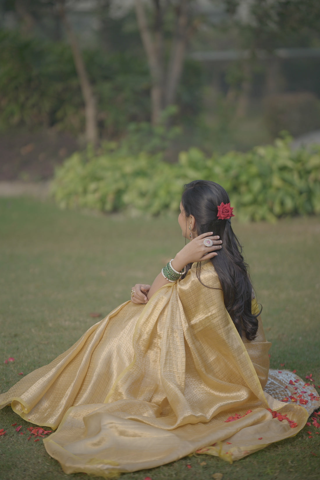 Yellow Silk tissue brocade