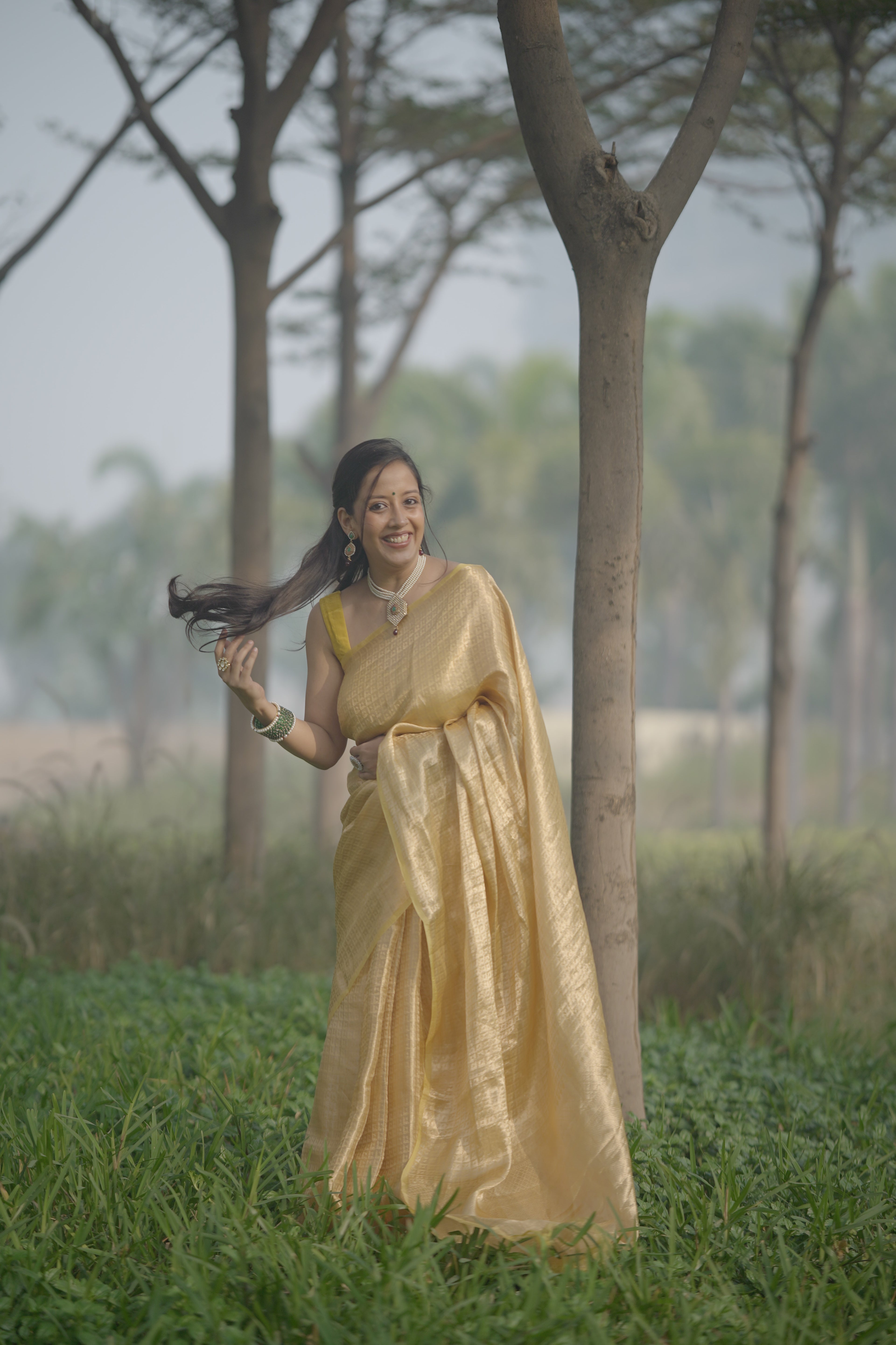 Yellow Silk tissue brocade