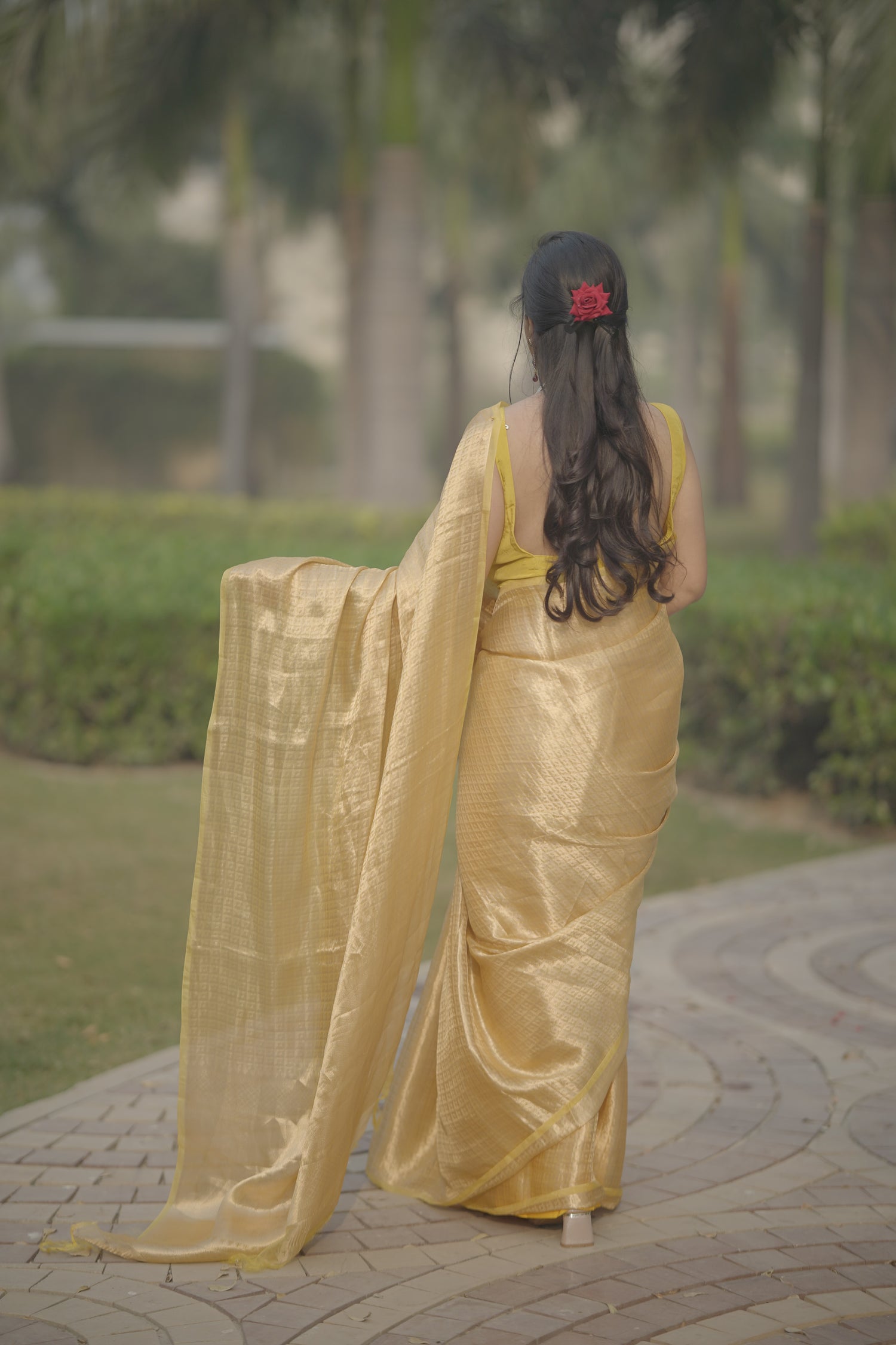 Yellow Silk tissue brocade