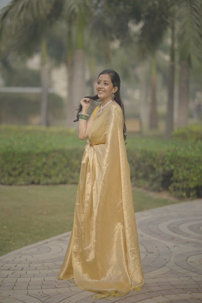 Yellow Silk tissue brocade