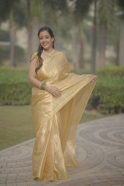 Yellow Silk tissue brocade