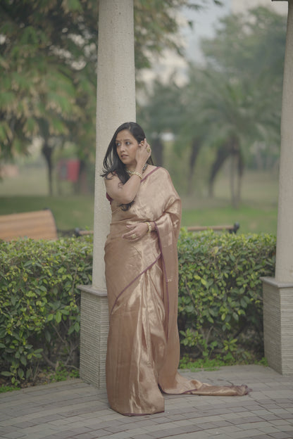Coffee Gold Silk Brocade saree
