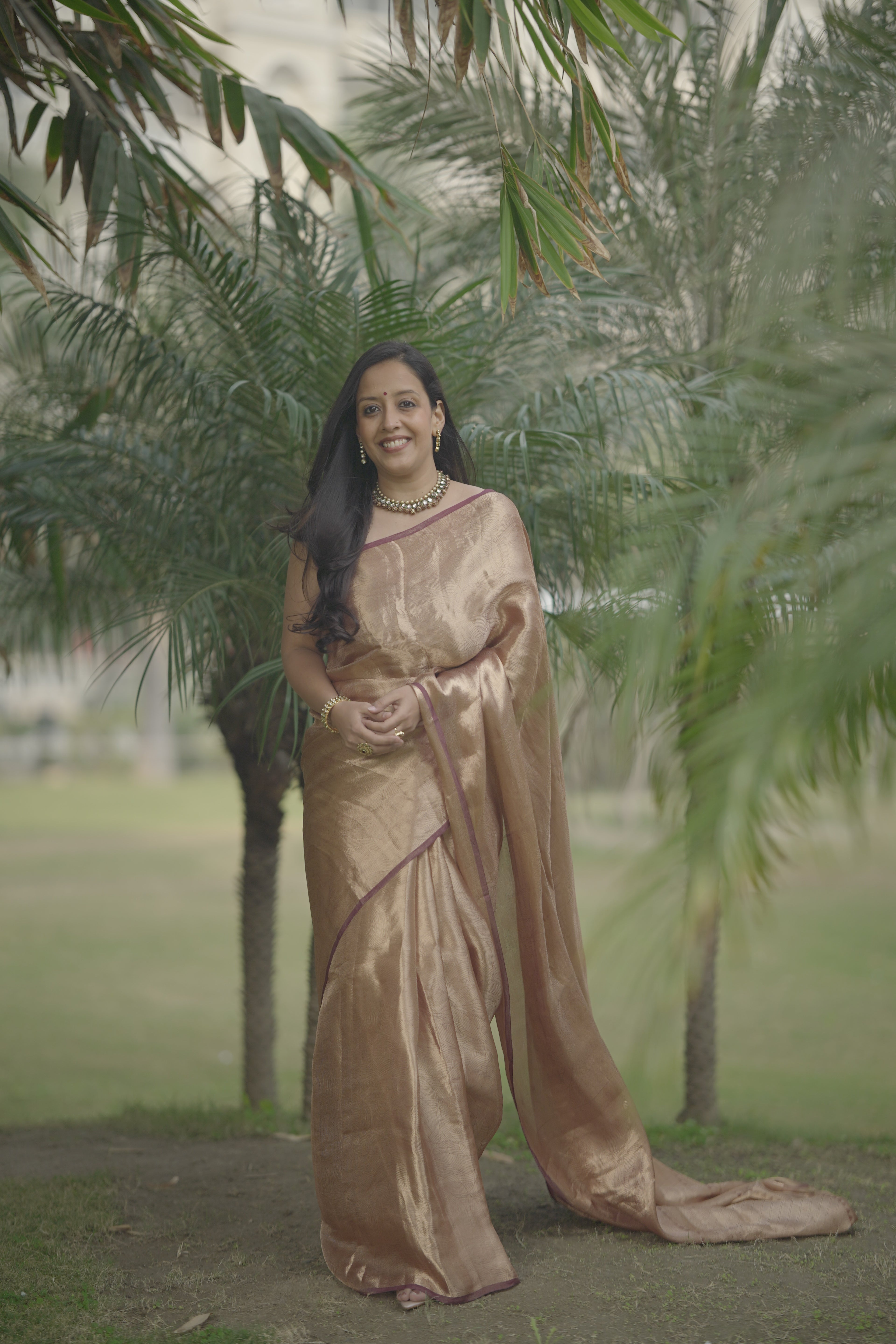 Coffee Gold Silk Brocade saree