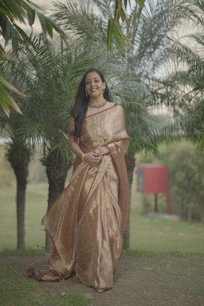 Coffee Gold Silk Brocade saree