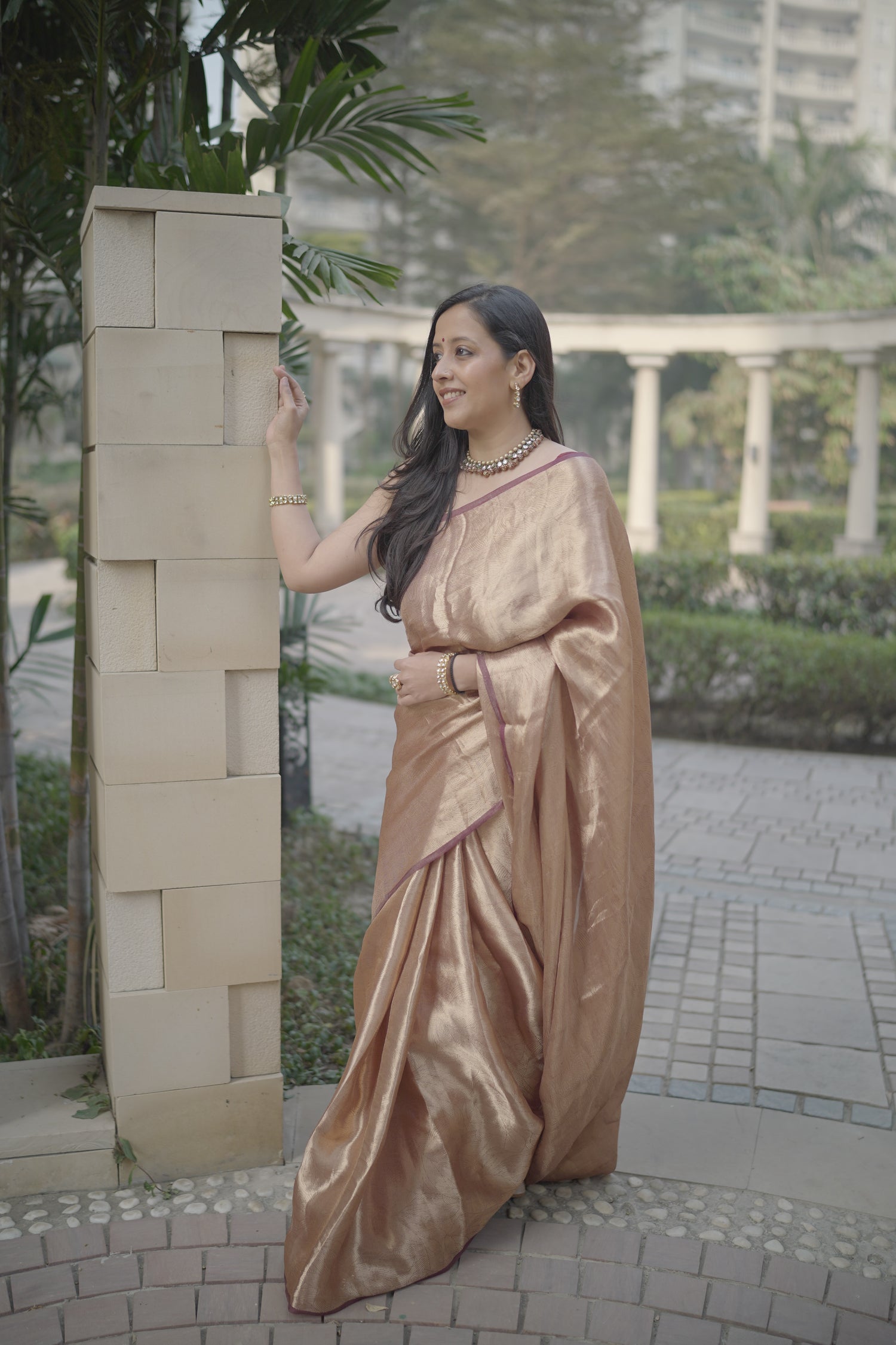 Coffee Gold Silk Brocade saree