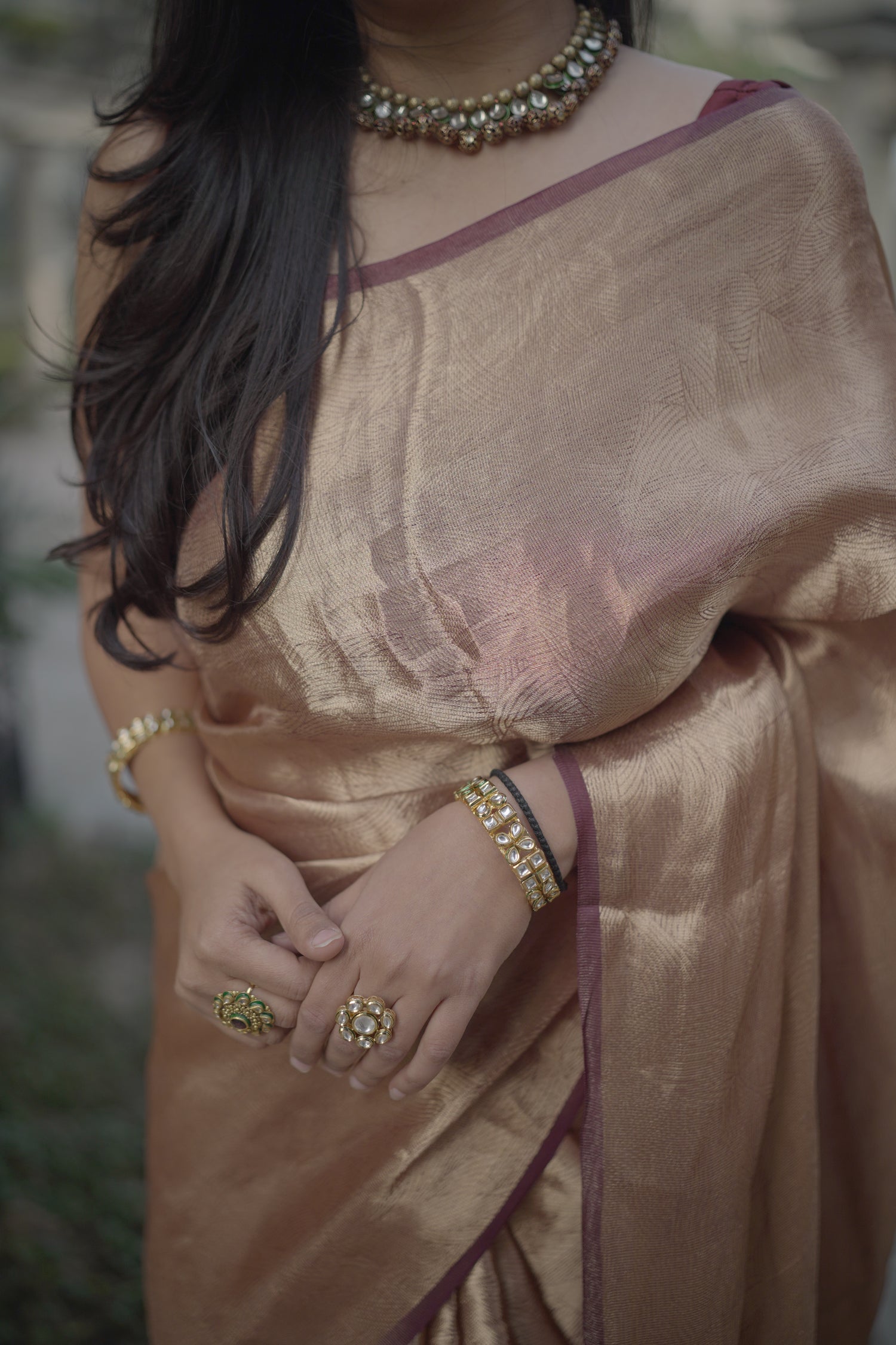 Coffee Gold Silk Brocade saree