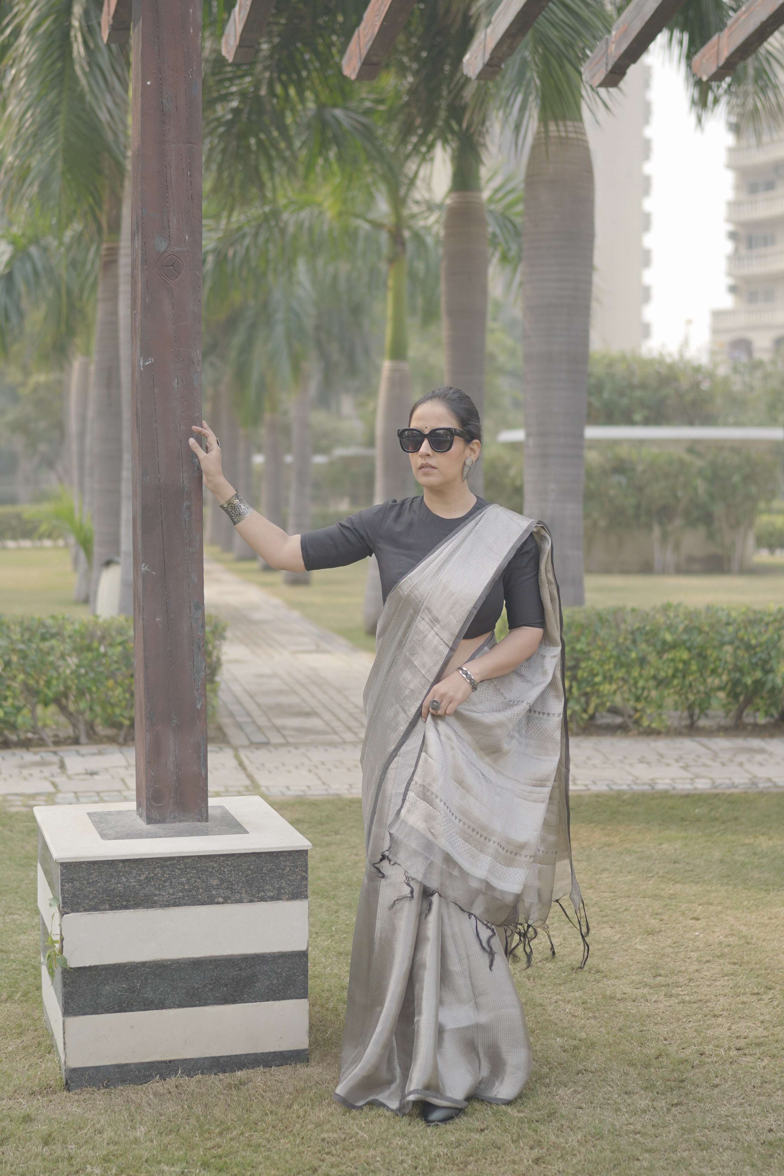 Silver silk Tissue brocade