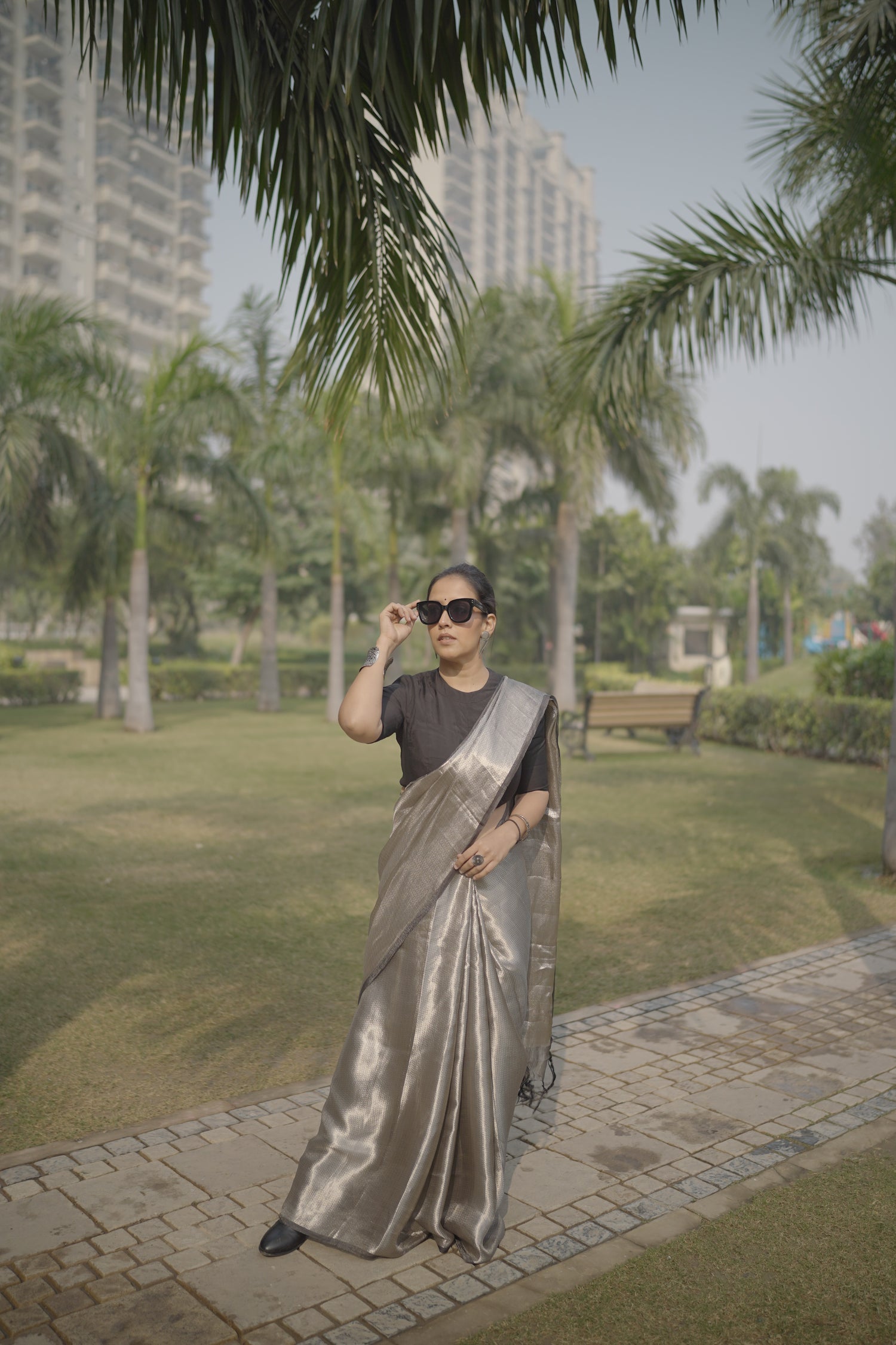 Silver silk Tissue brocade