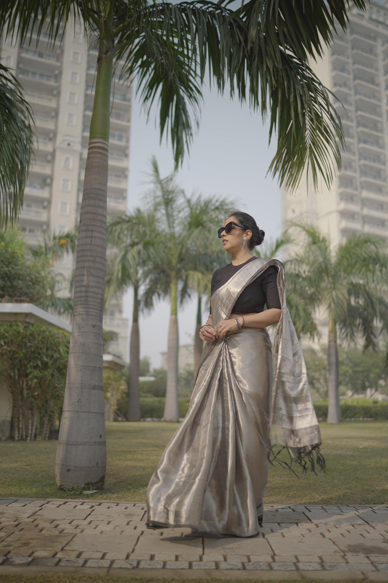 Silver silk Tissue brocade