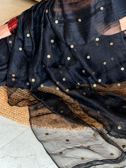 Black Matka Silk Saree