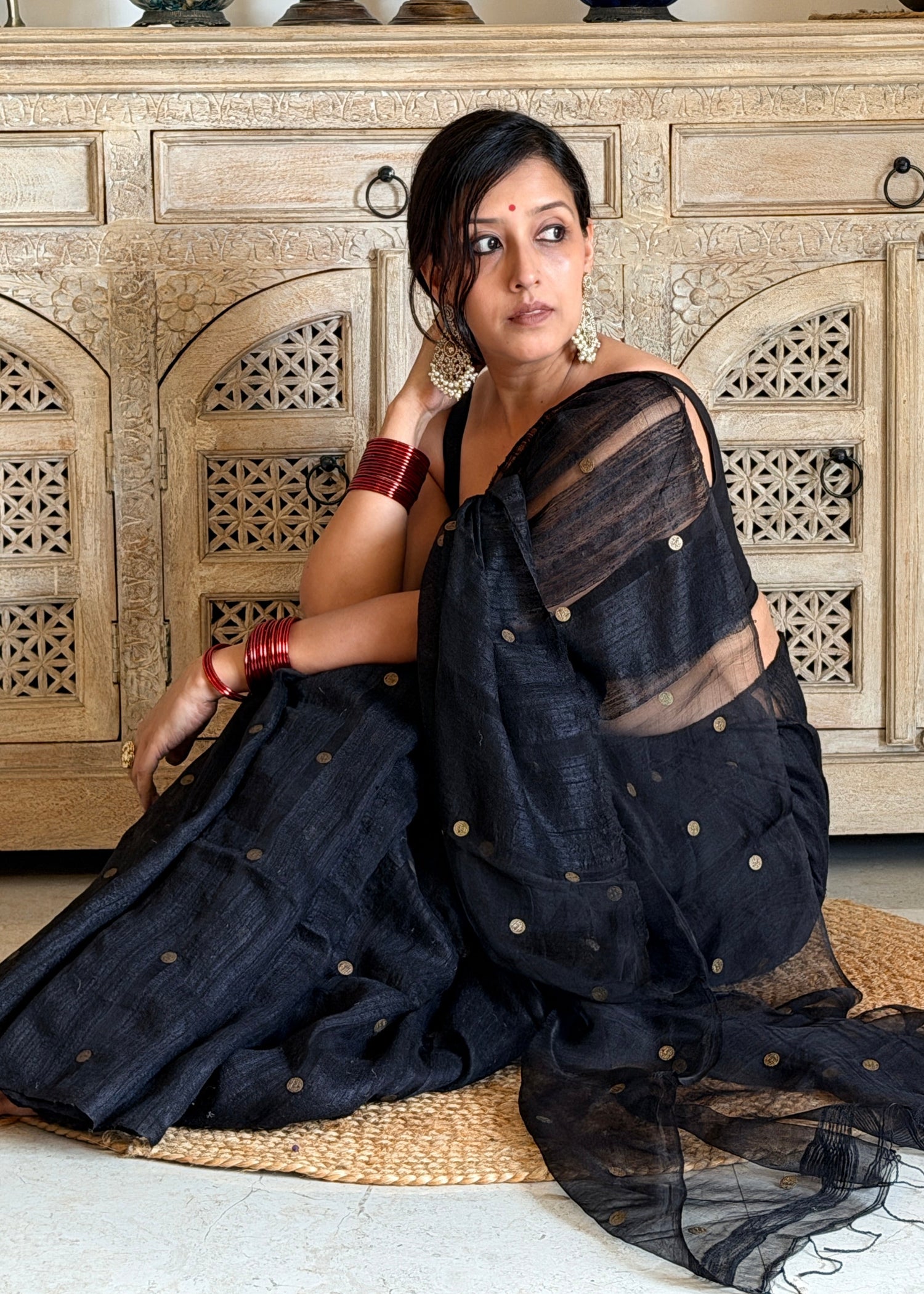 Black Matka Silk Saree