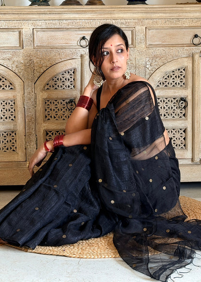 Black Matka Silk Saree