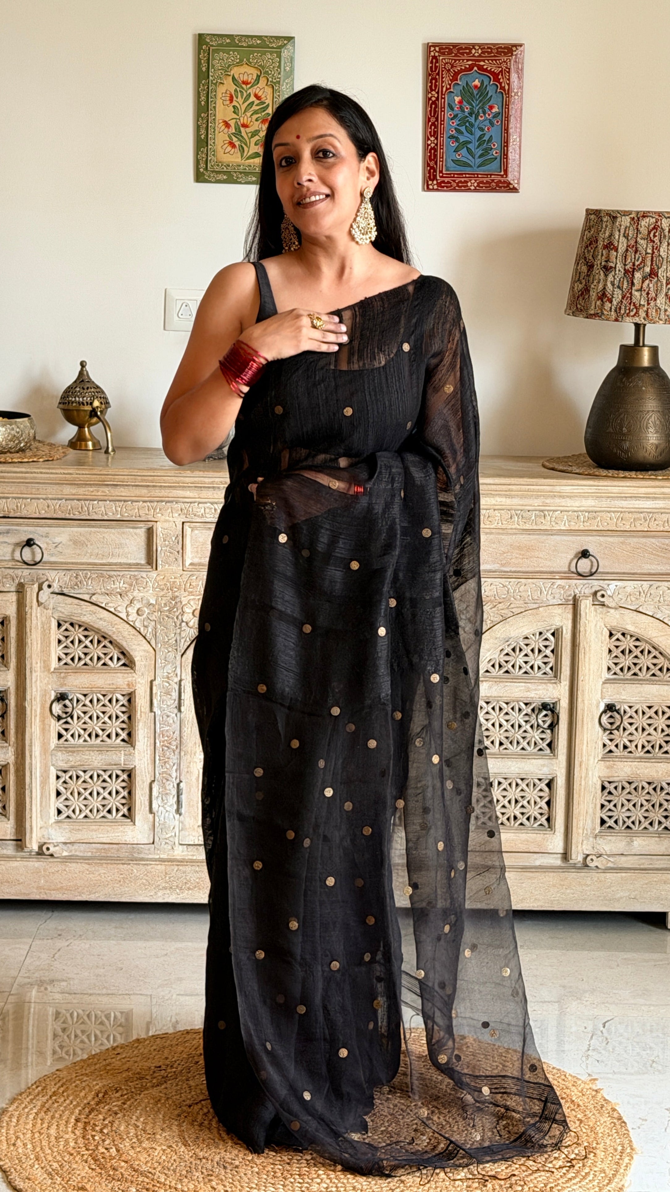 Black Matka Silk Saree