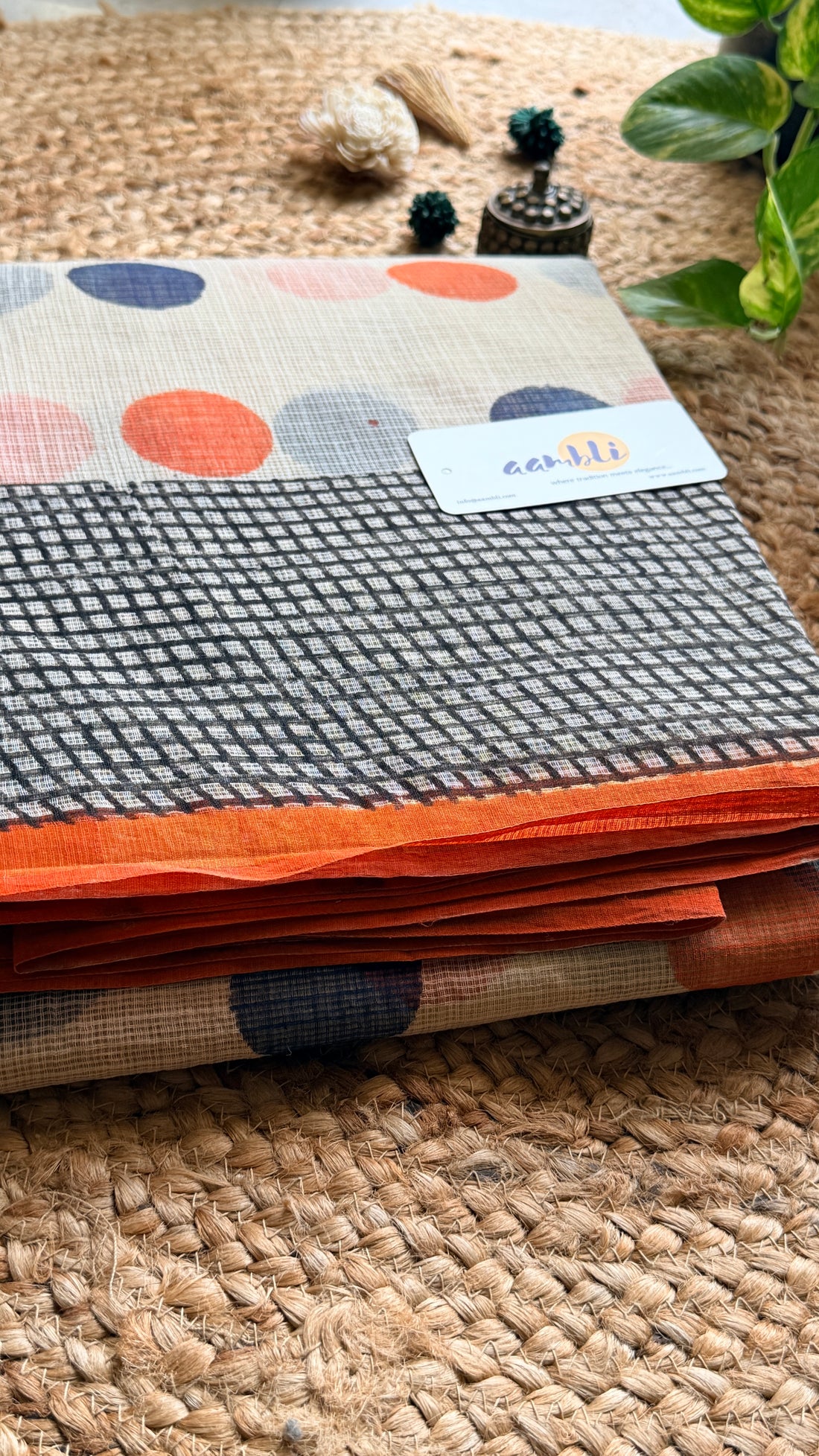 Polka dot handblock kota doria saree