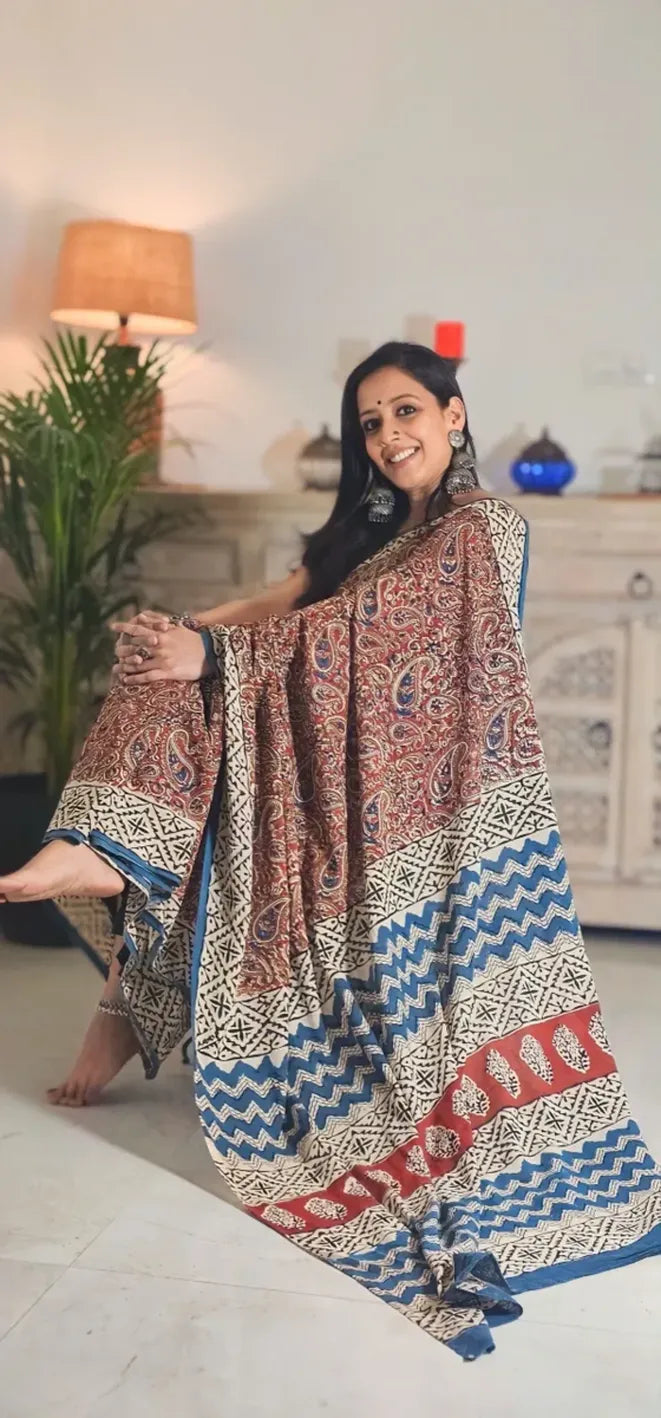 Kalamkari Mul Cotton Saree