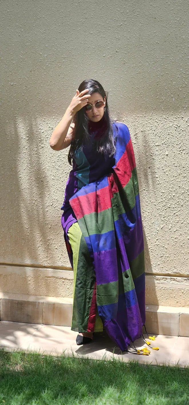Purple handloom cotton saree