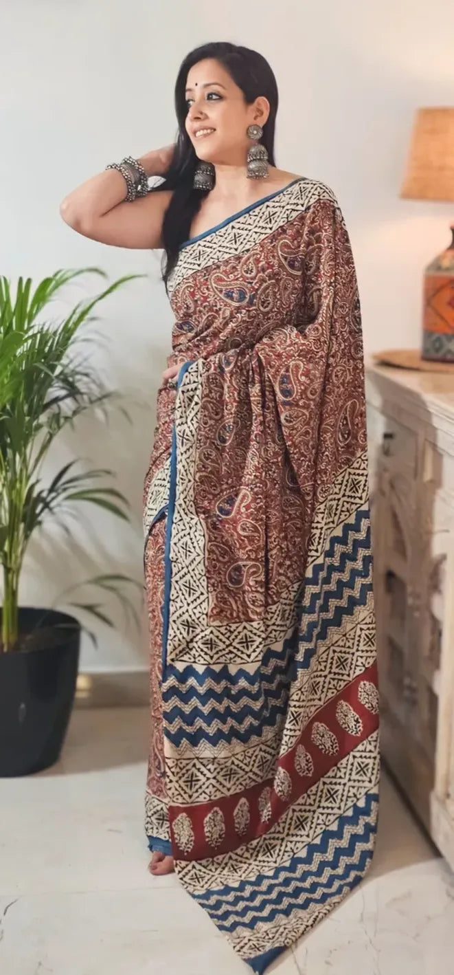 Kalamkari Mul Cotton Saree